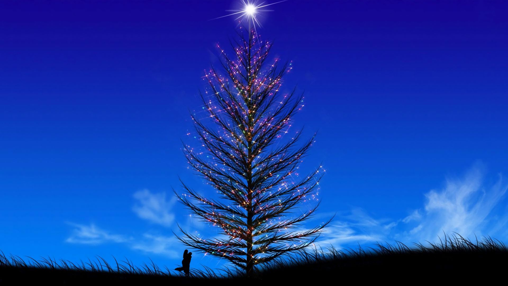 無料モバイル壁紙木, クリスマス, 光, 青い, ホリデーをダウンロードします。