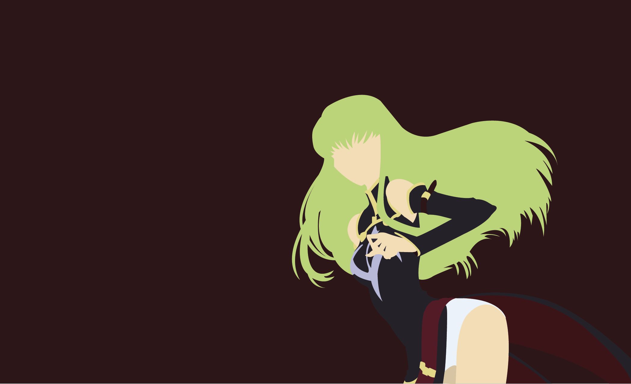 Download mobile wallpaper Anime, Green Hair, Dress, Code Geass, Minimalist, C C (Code Geass), Black Dress for free.