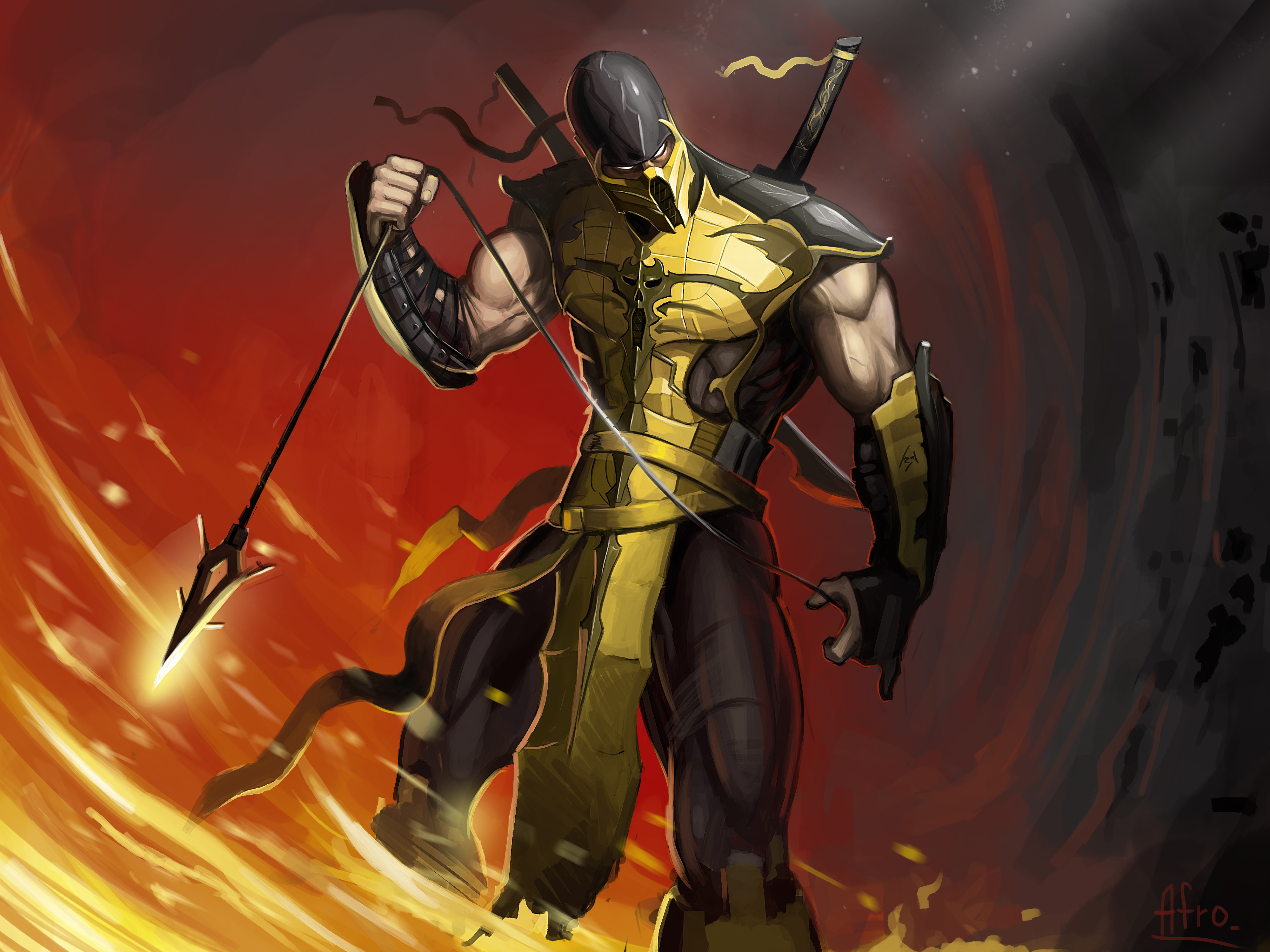 video game, mortal kombat, scorpion (mortal kombat), warrior