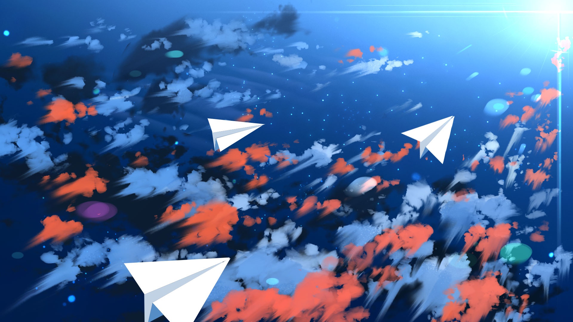 anime, sky, aircraft, cloud, paper plane