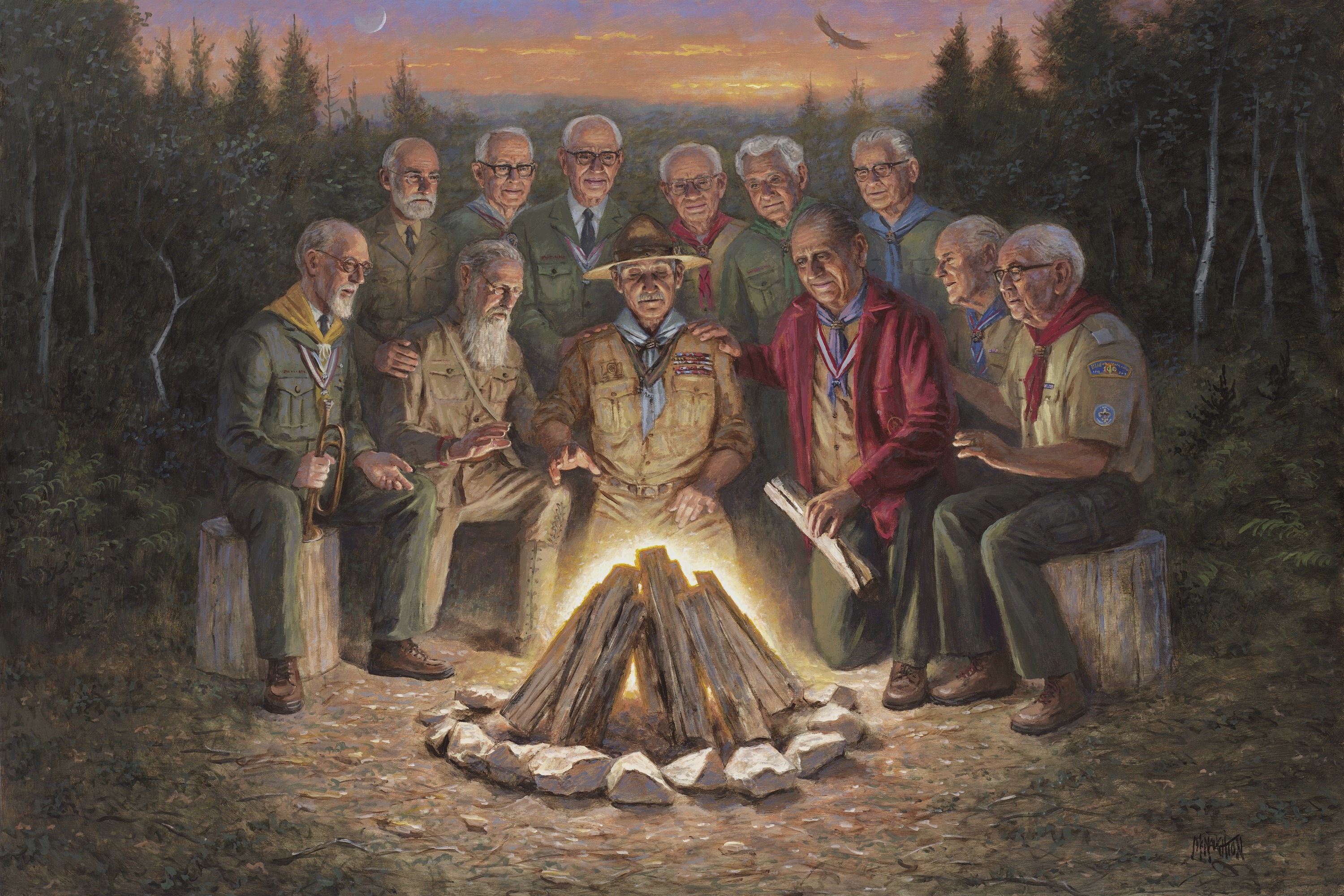 artistic, painting, campfire, camping, outdoor