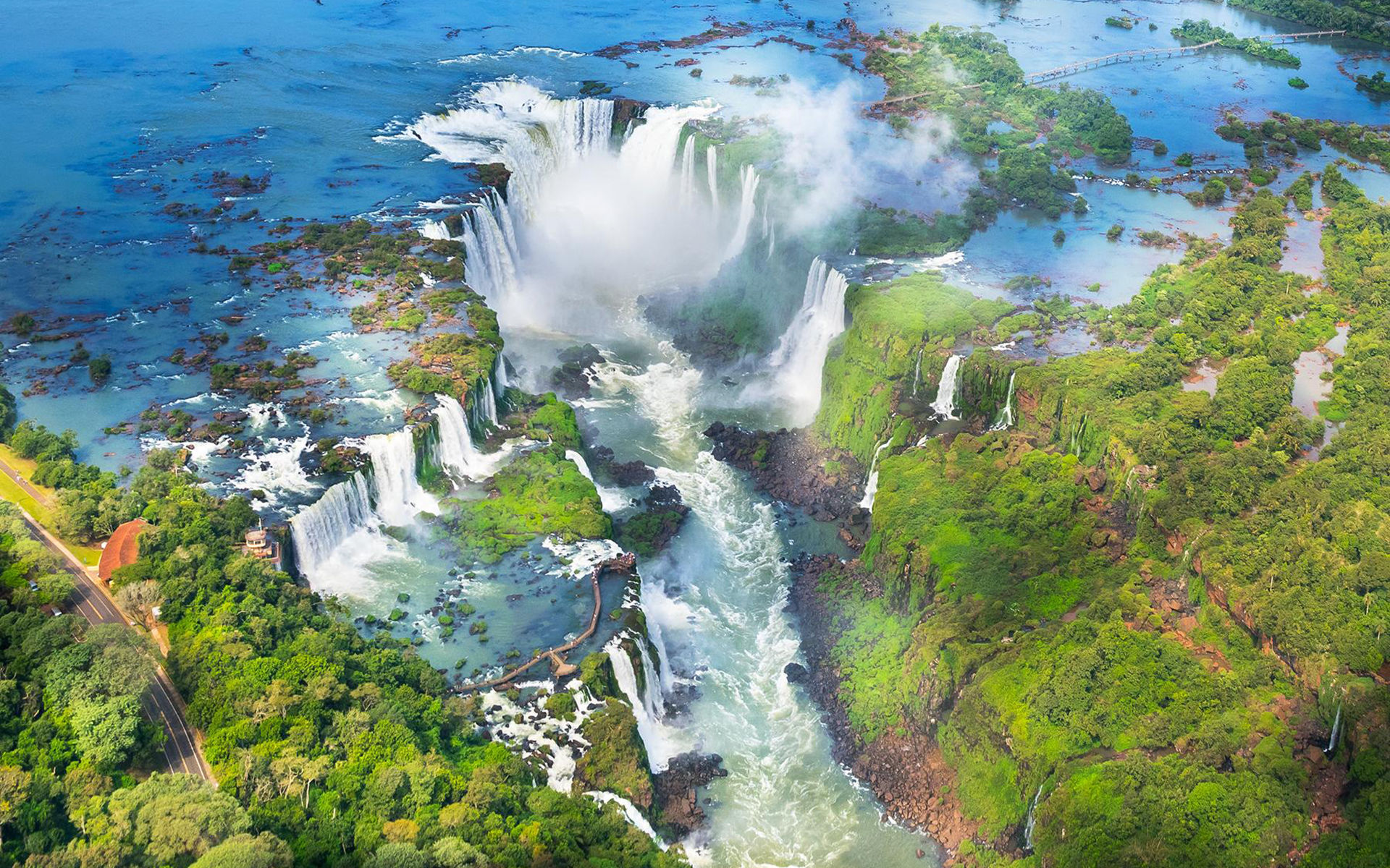 Скачати мобільні шпалери Водоспад, Національний Парк, Аргентина, Фотографія, Антена, Водоспад Ігуасу безкоштовно.