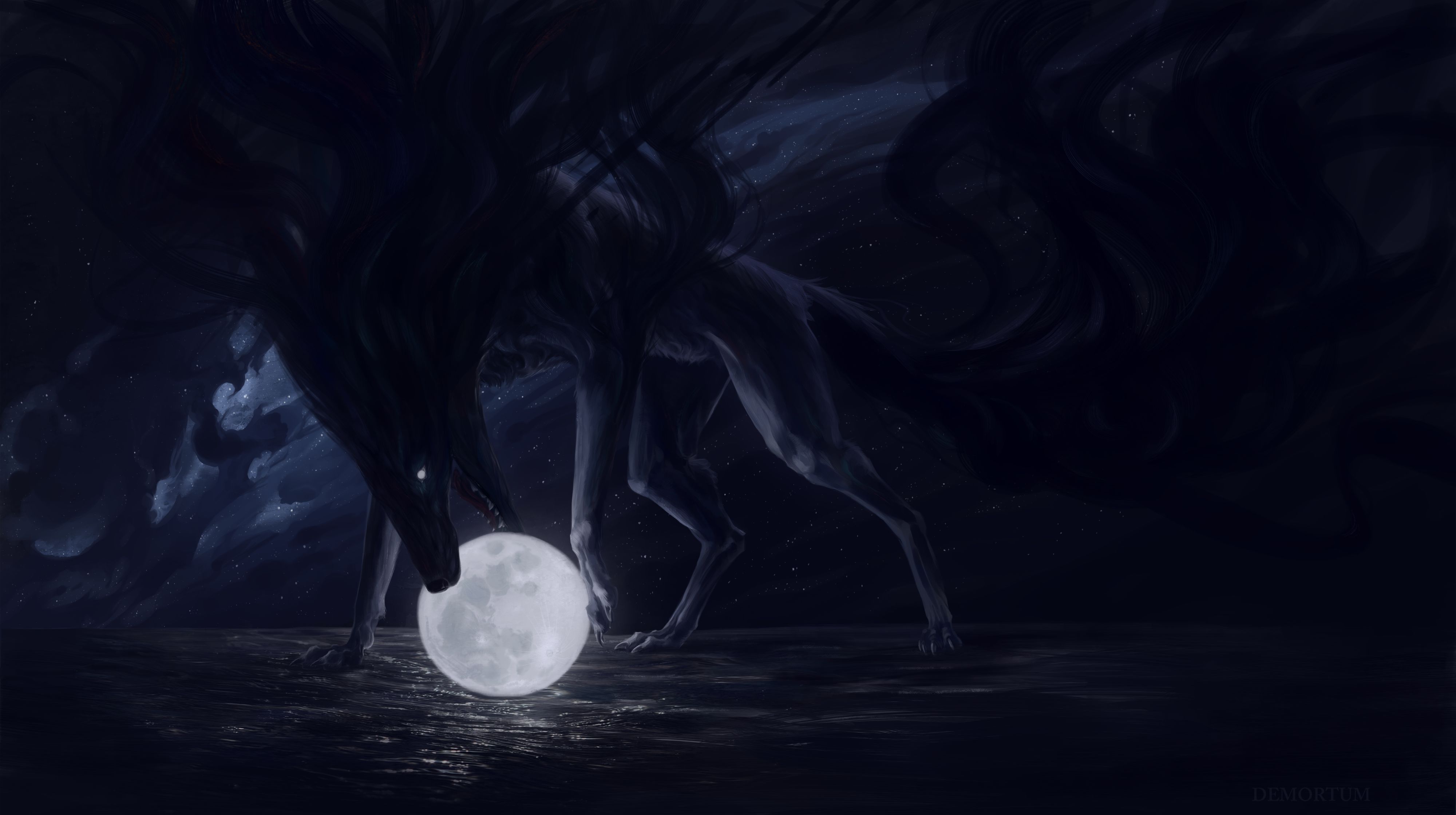 Free download wallpaper Moon, Dark, Creature on your PC desktop