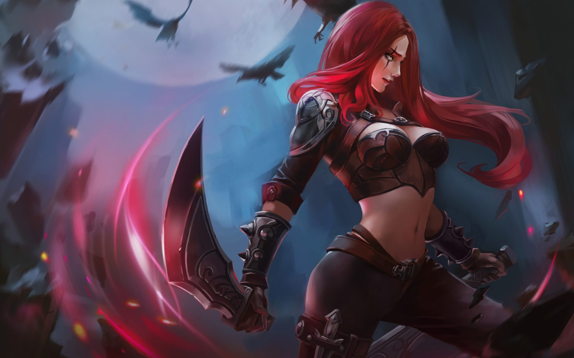 Download mobile wallpaper Weapon, League Of Legends, Video Game, Woman Warrior, Katarina (League Of Legends) for free.