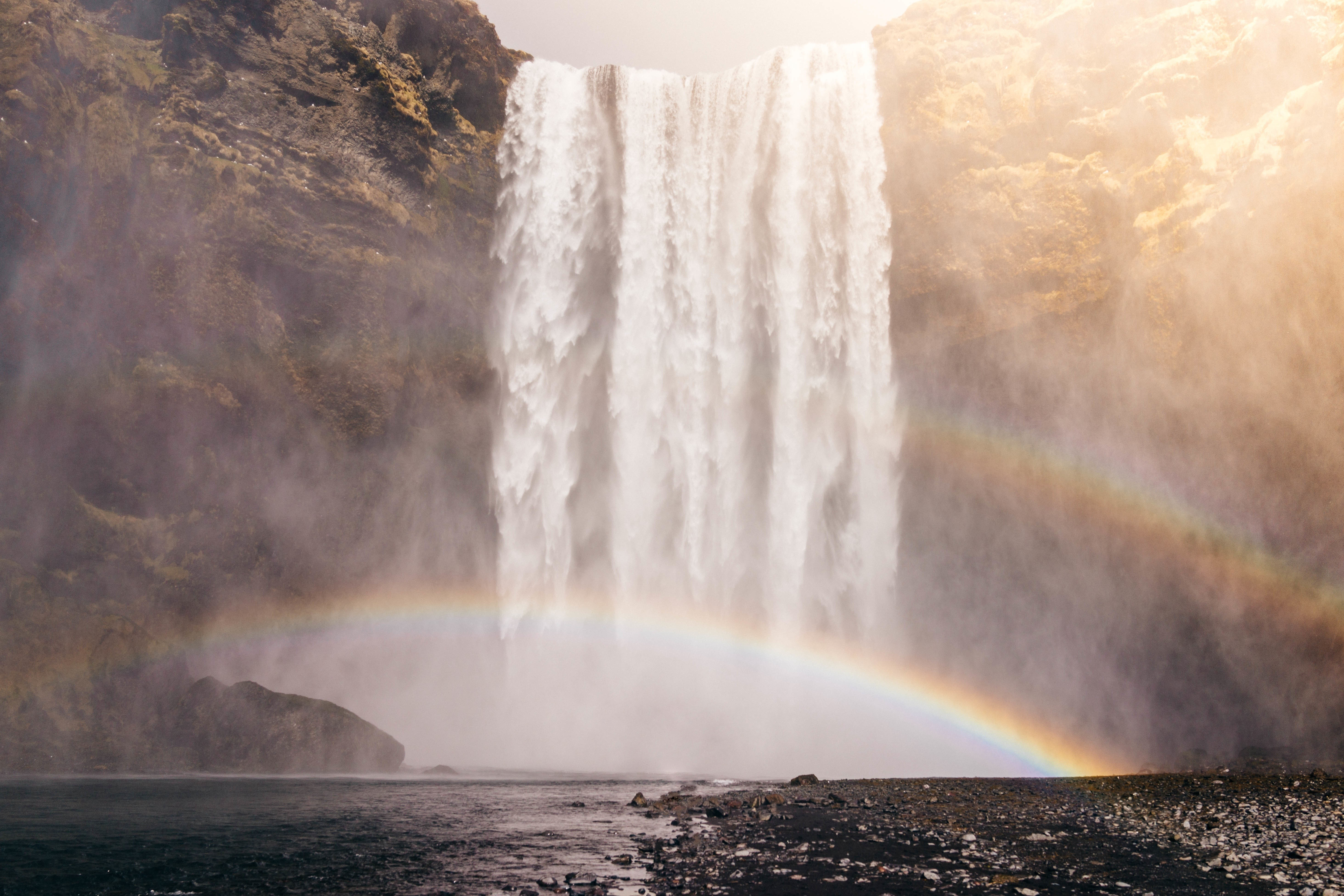 無料モバイル壁紙自然, 滝, 地球, 虹をダウンロードします。