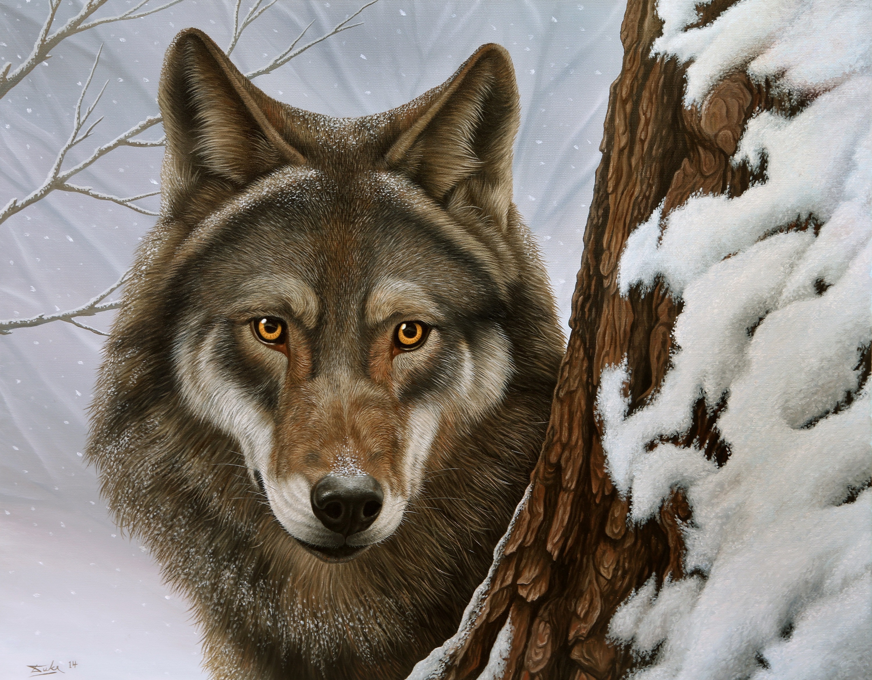 Descarga gratuita de fondo de pantalla para móvil de Animales, Pintura, Lobo, Wolves.