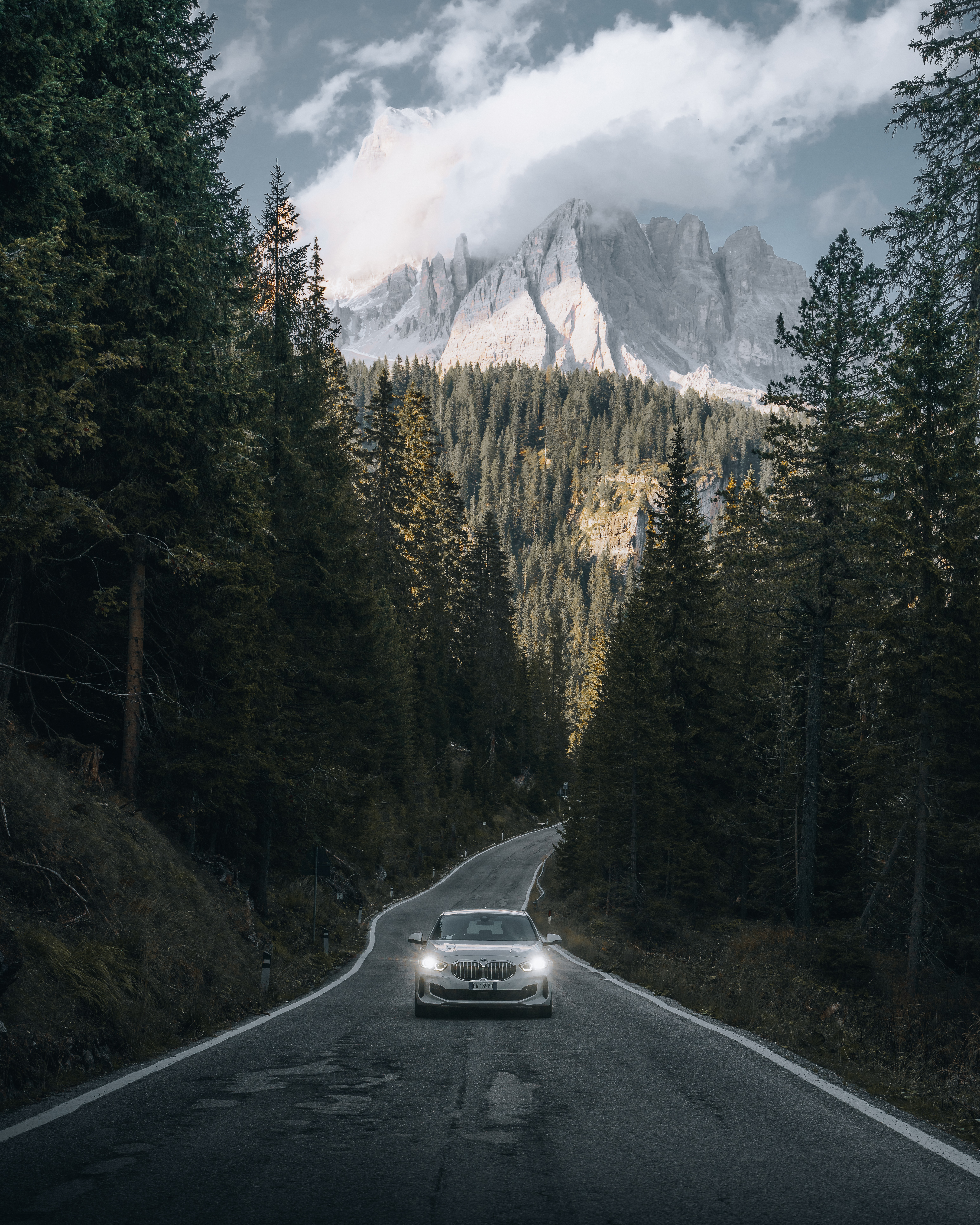 Free download wallpaper Mountains, Cars, Forest, Nature, Road, Car on your PC desktop