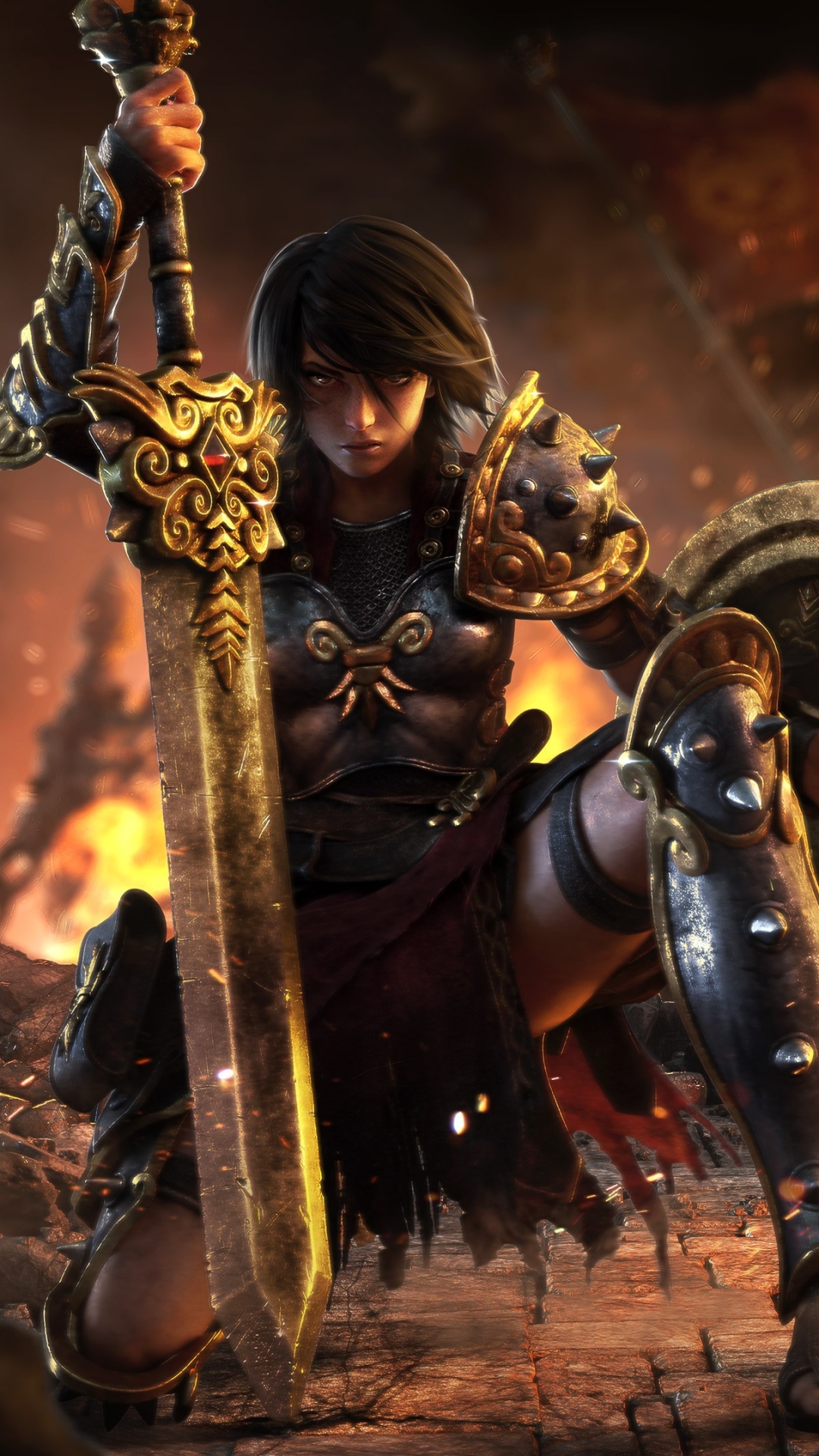 woman warrior, bellona (smite), video game, smite, shield, sword