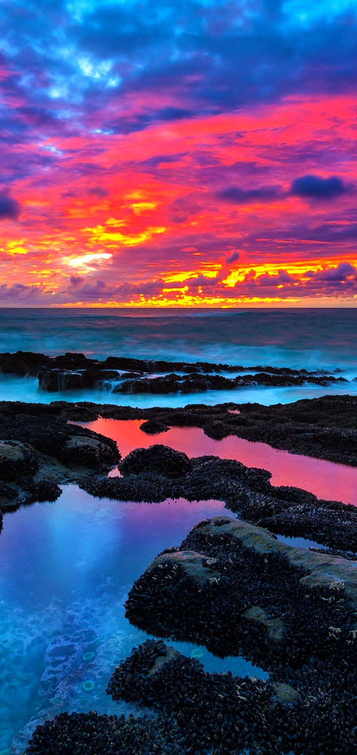 Descarga gratuita de fondo de pantalla para móvil de Cielo, Mar, Horizonte, Océano, Nube, Atardecer, Tierra/naturaleza.