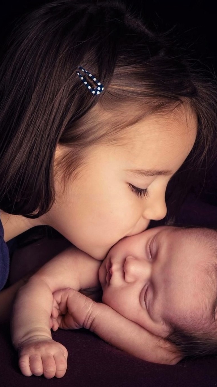 Download mobile wallpaper Love, Child, Kiss, Cute, Photography, Baby, Little Girl for free.