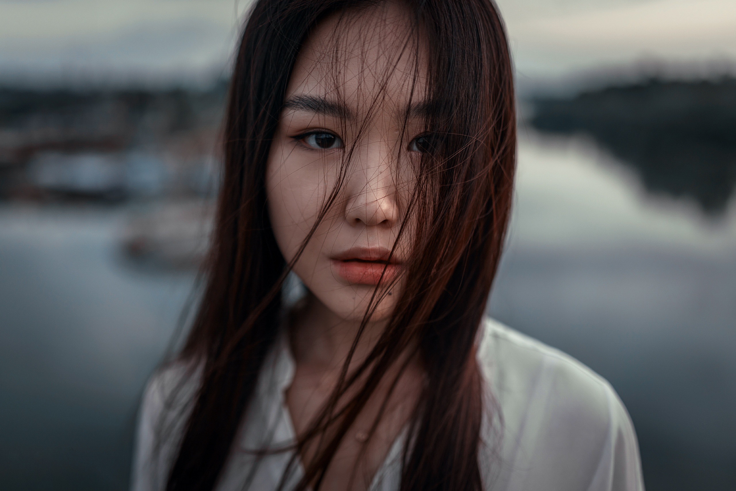 Free download wallpaper Face, Brunette, Model, Women, Asian, Depth Of Field on your PC desktop