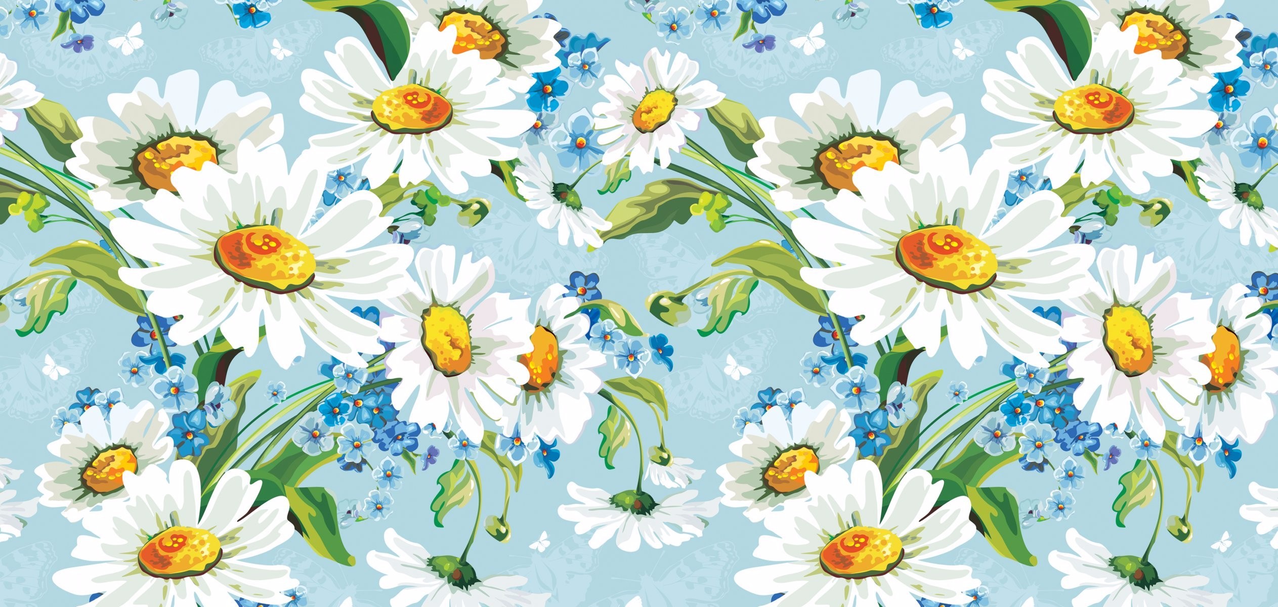 camomile, artistic, painting, blue flower, daisy, flower, white flower