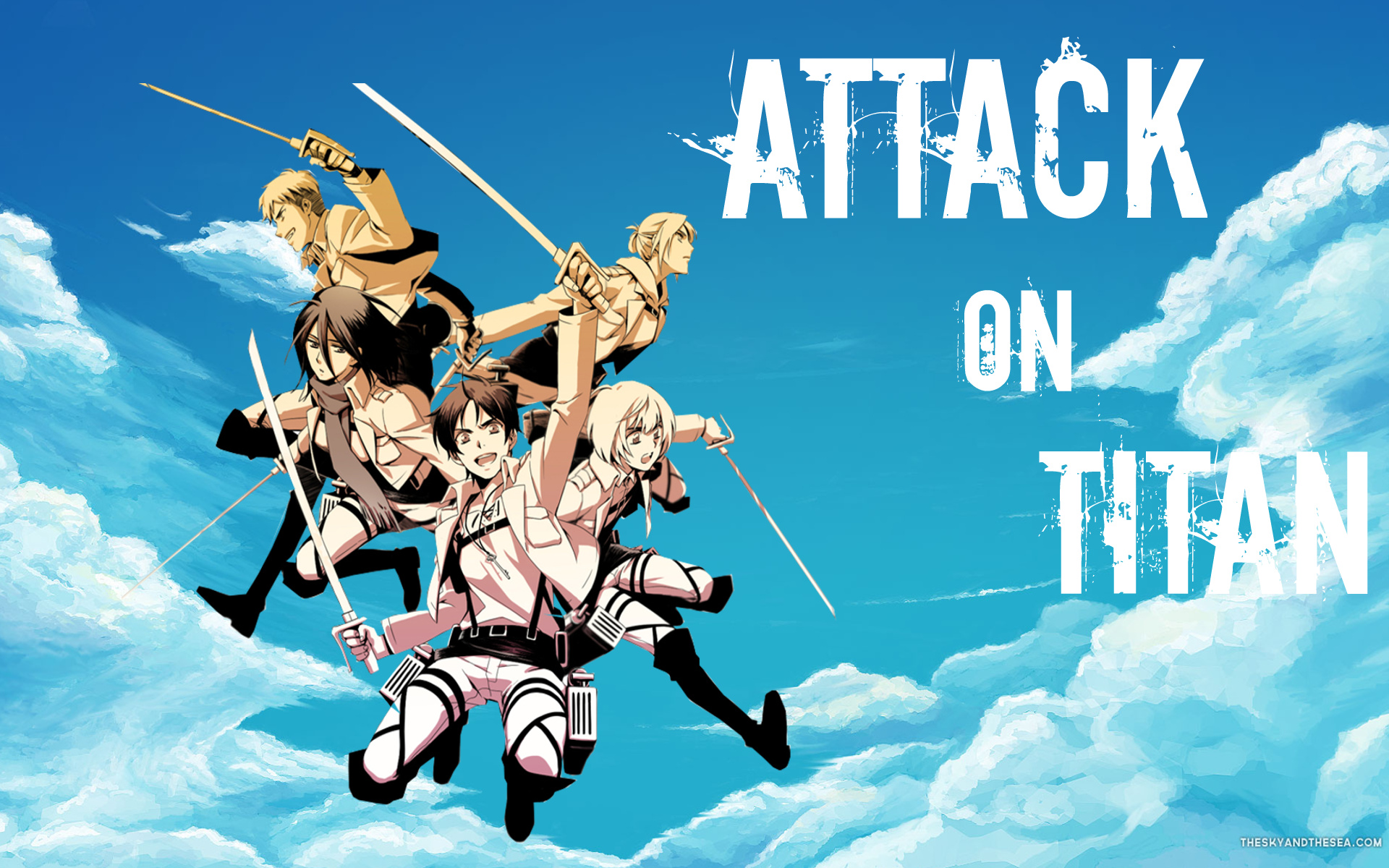 Laden Sie das Animes, Armin Arlert, Eren Jäger, Mikasa Ackermann, Shingeki Kein Kyojin, Attack On Titan-Bild kostenlos auf Ihren PC-Desktop herunter