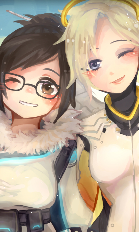 Download mobile wallpaper Overwatch, Video Game, Mercy (Overwatch), Mei (Overwatch) for free.