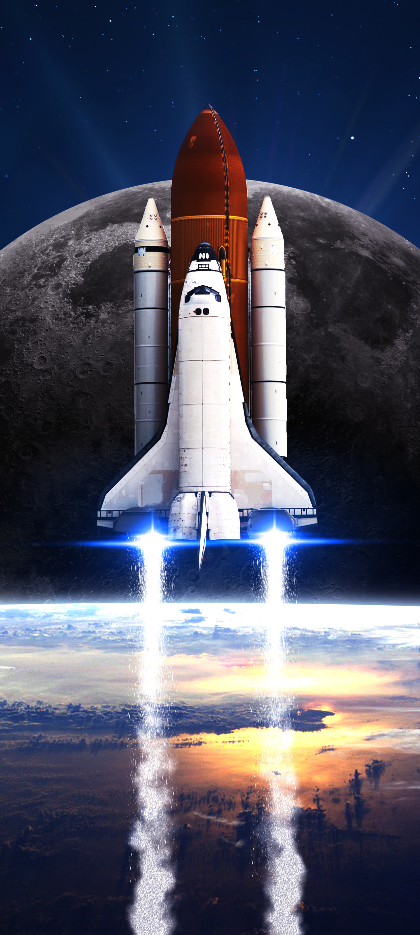 Download mobile wallpaper Moon, Sci Fi, Vehicles, Space Shuttle, Space Shuttles for free.