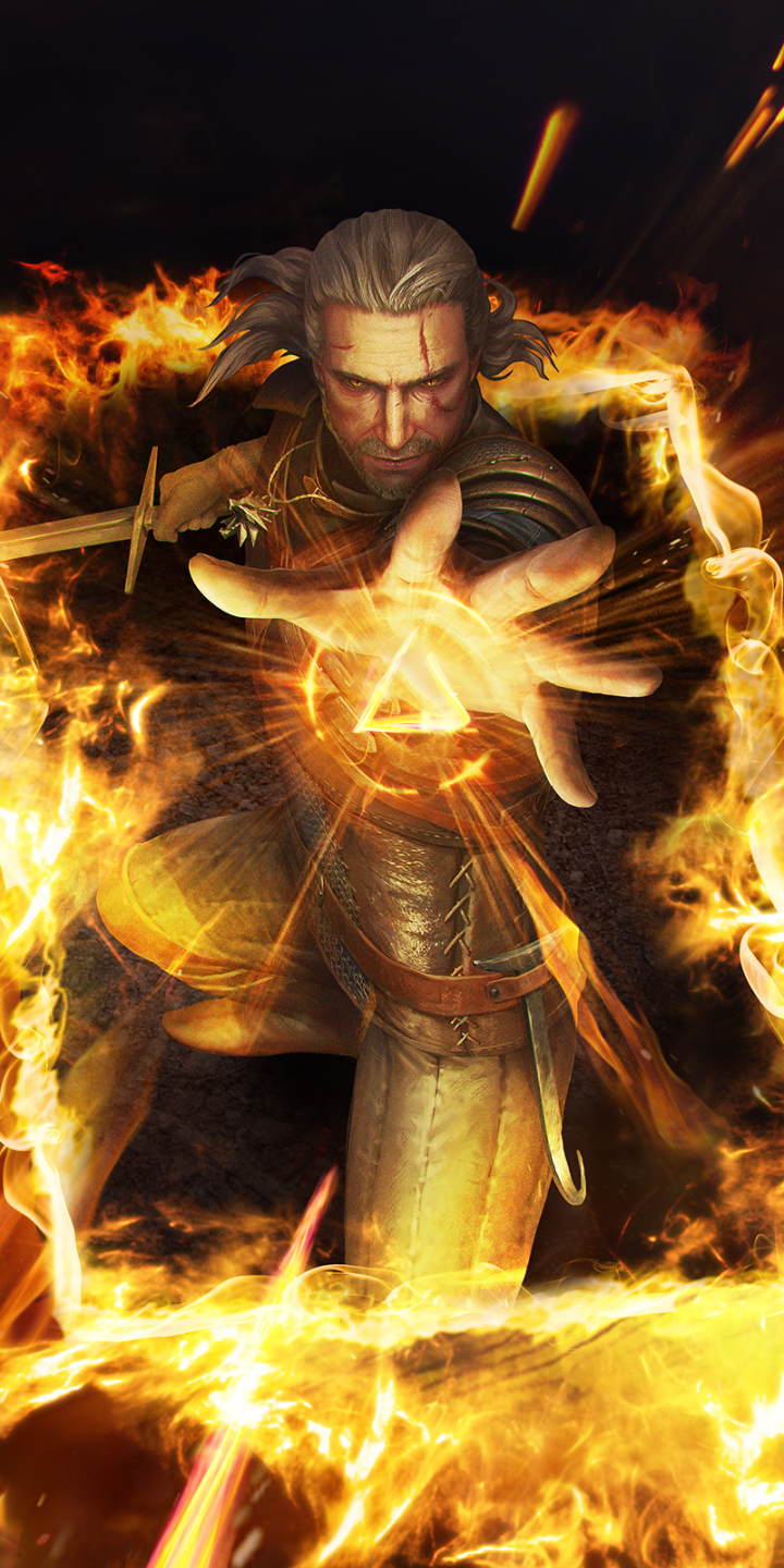 Descarga gratuita de fondo de pantalla para móvil de Fuego, Videojuego, El Brujo, Geralt De Rivia, The Witcher 3: Caza Salvaje, Gwint: Wiedzminska Gra Karciana, Gwent.