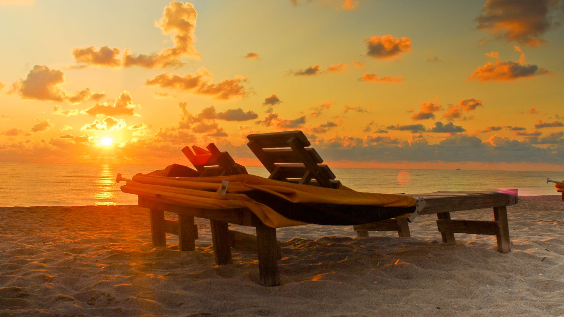 Скачать обои бесплатно Пляж, Стул, Фотографии, Флорида, Восход Солнца картинка на рабочий стол ПК
