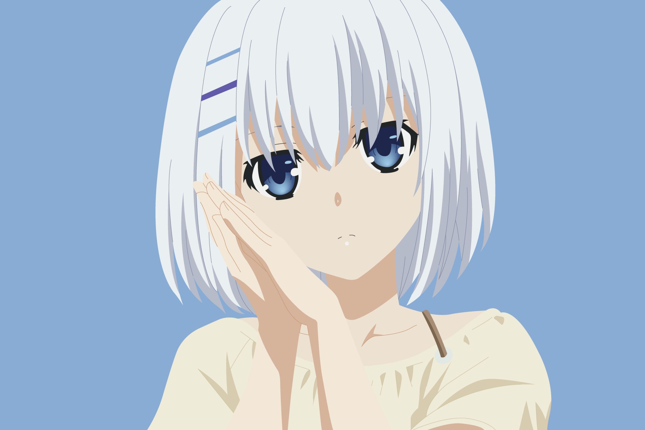 Laden Sie das Gesicht, Blaue Augen, Animes, Kurzes Haar, Weißes Haar, Datum A Live, Origami Tobiichi-Bild kostenlos auf Ihren PC-Desktop herunter