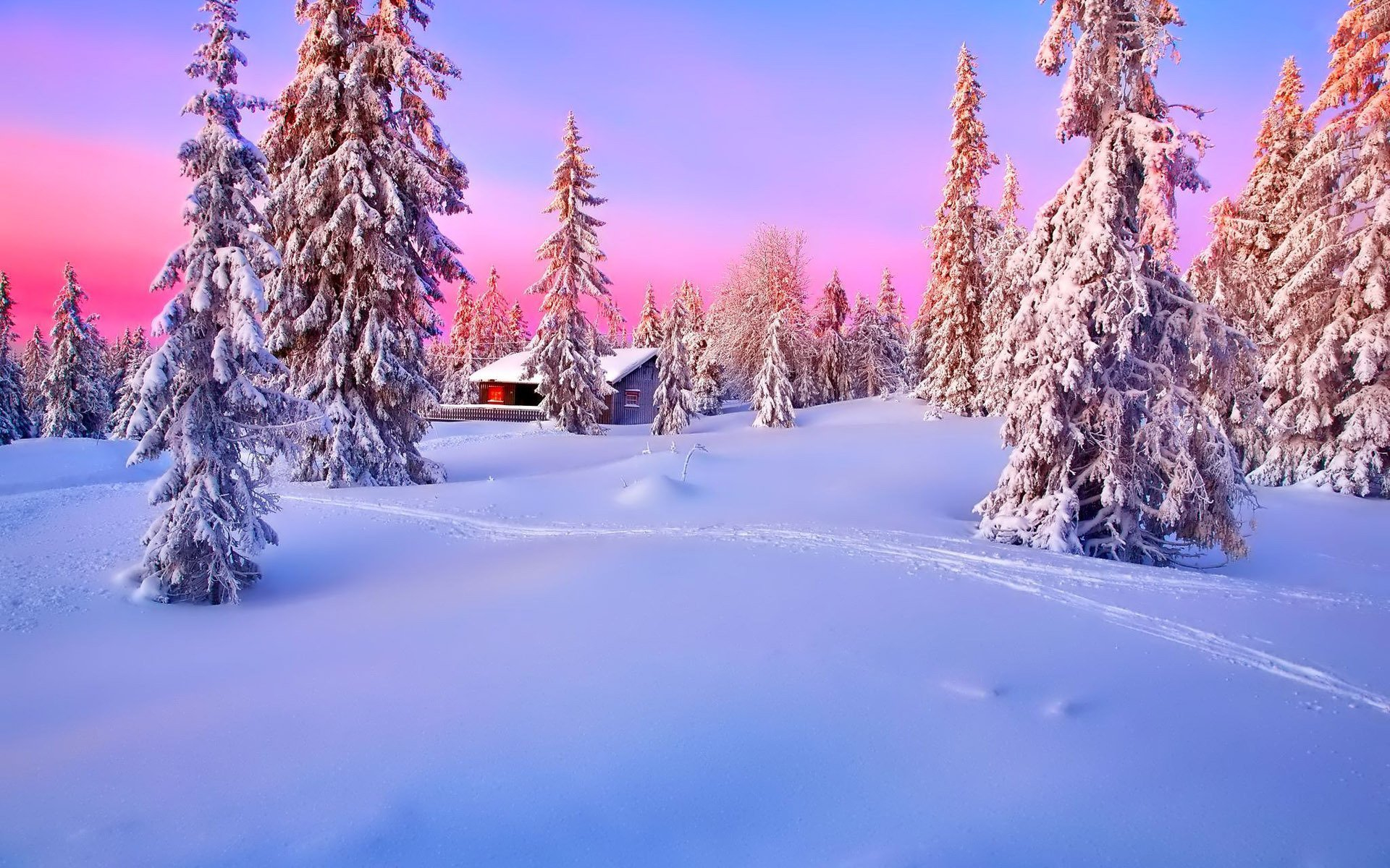 Download mobile wallpaper Winter, Snow, Forest, Tree, Photography, Cabin for free.