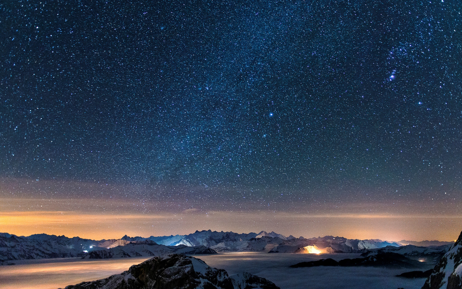 Free download wallpaper Stars, Mountains, Night, Landscape on your PC desktop