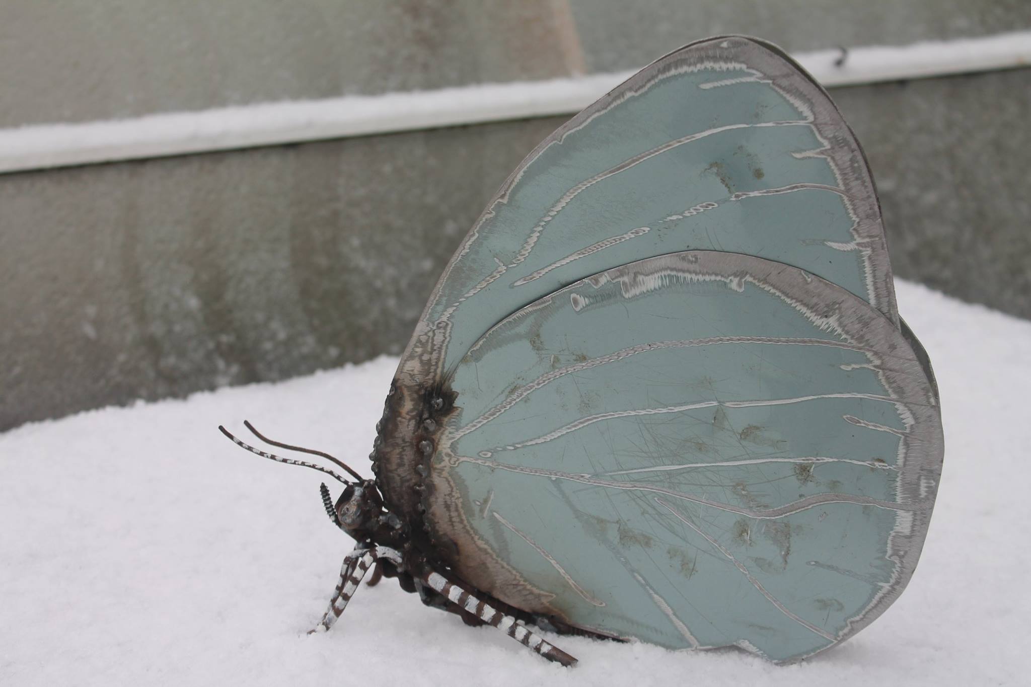 Download mobile wallpaper Butterfly, Sculpture, Man Made, Scrap Metal Art for free.