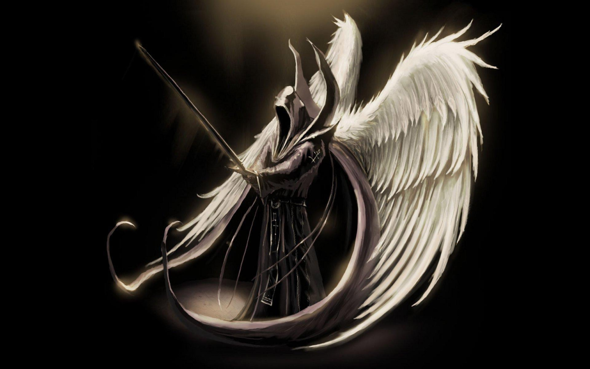 1079334 descargar fondo de pantalla ángel, ángel guerrero, capucha, fantasía, espada, alas: protectores de pantalla e imágenes gratis