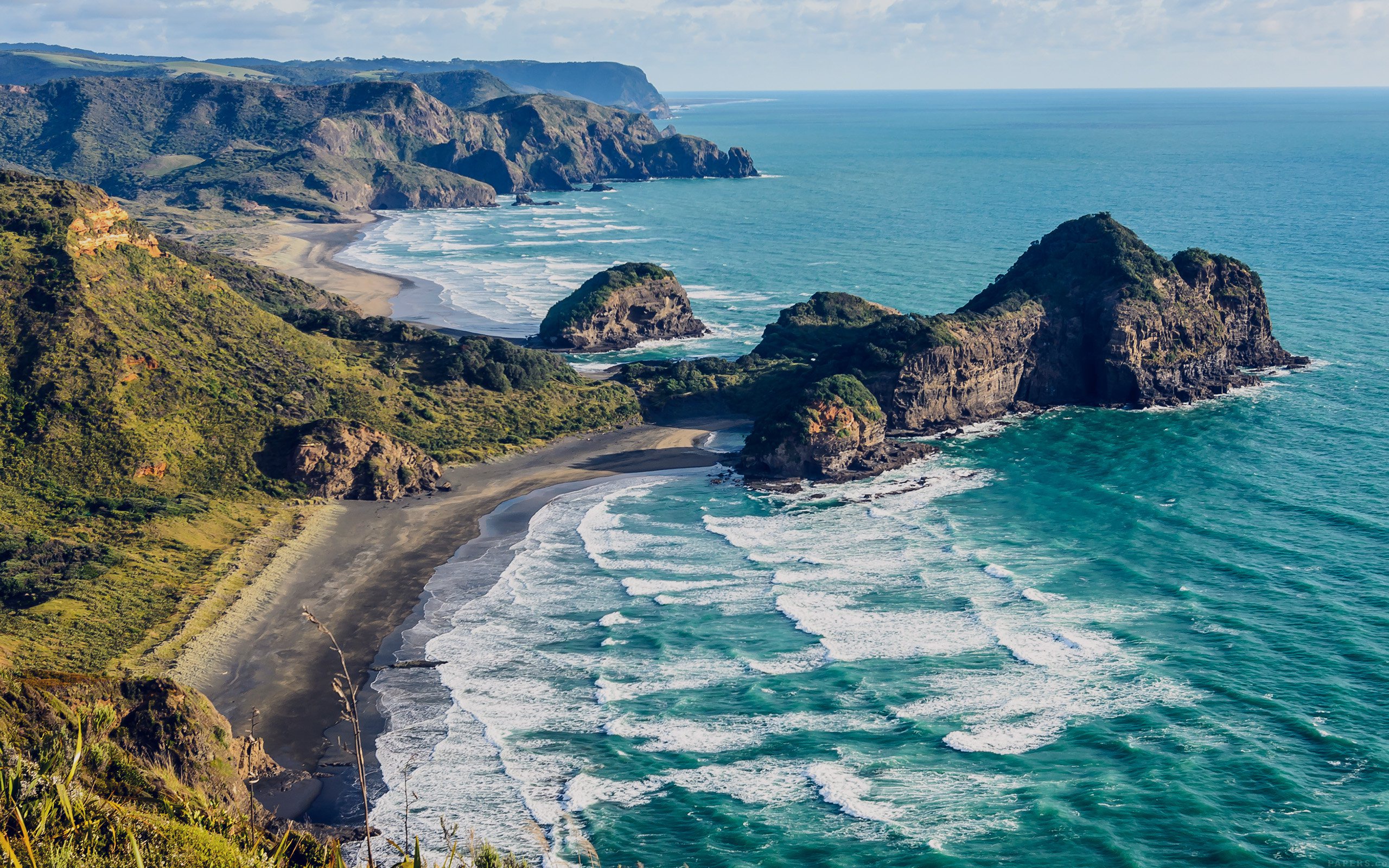 Download mobile wallpaper Nature, Beach, Horizon, New Zealand, Coast, Ocean, Earth for free.