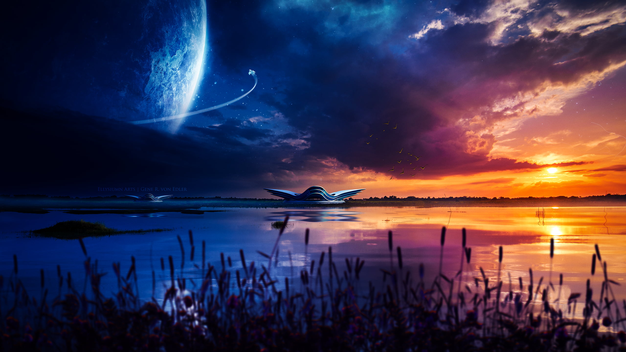 Free download wallpaper Sky, Night, Sci Fi on your PC desktop