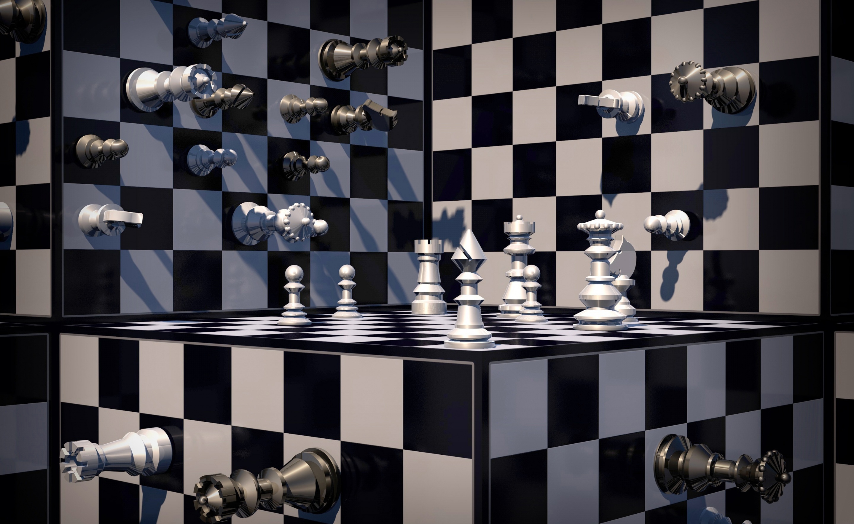 Download mobile wallpaper Chess, 3D, Game, Black & White for free.