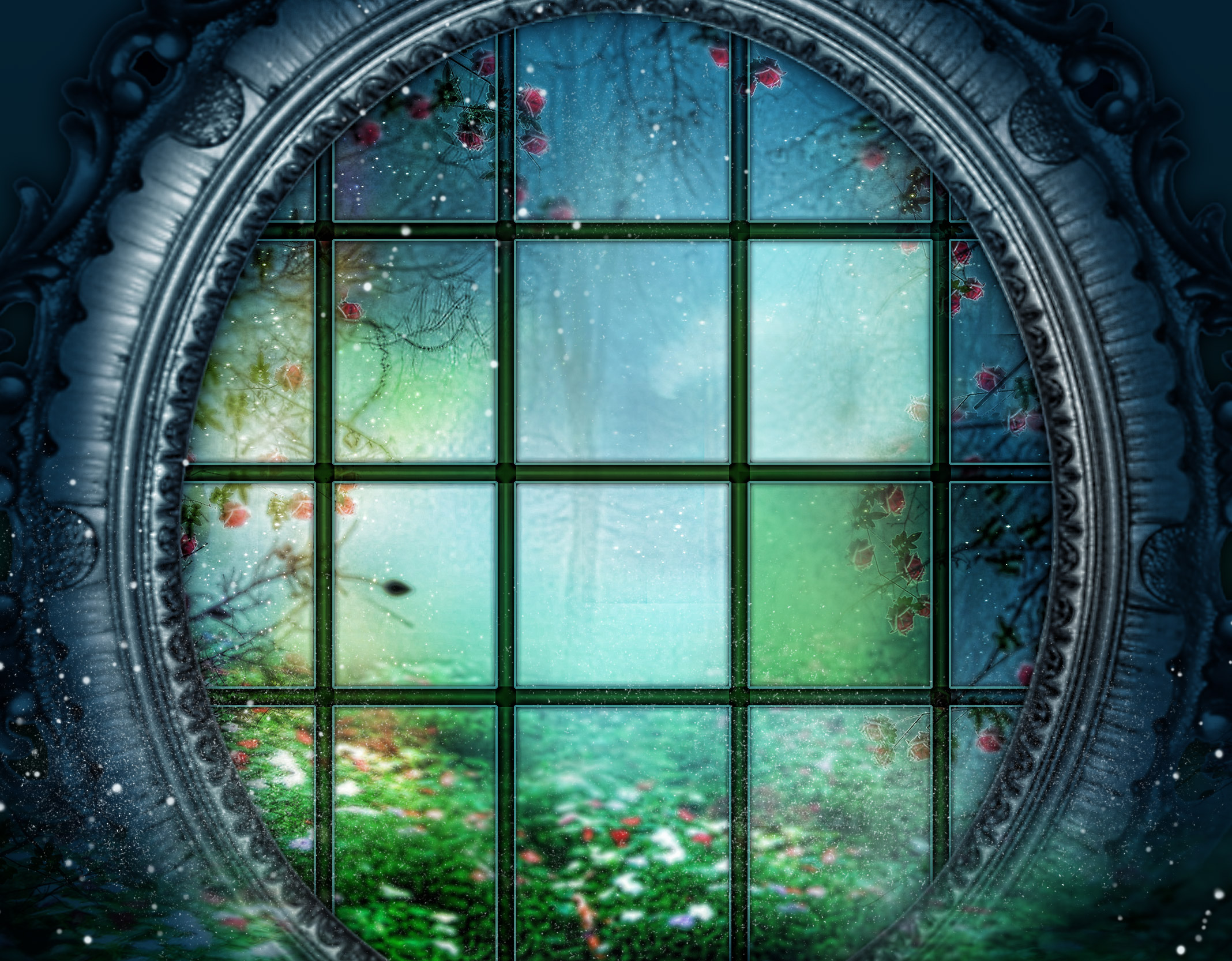 Download mobile wallpaper Gothic, Flower, Rose, Window, Artistic for free.