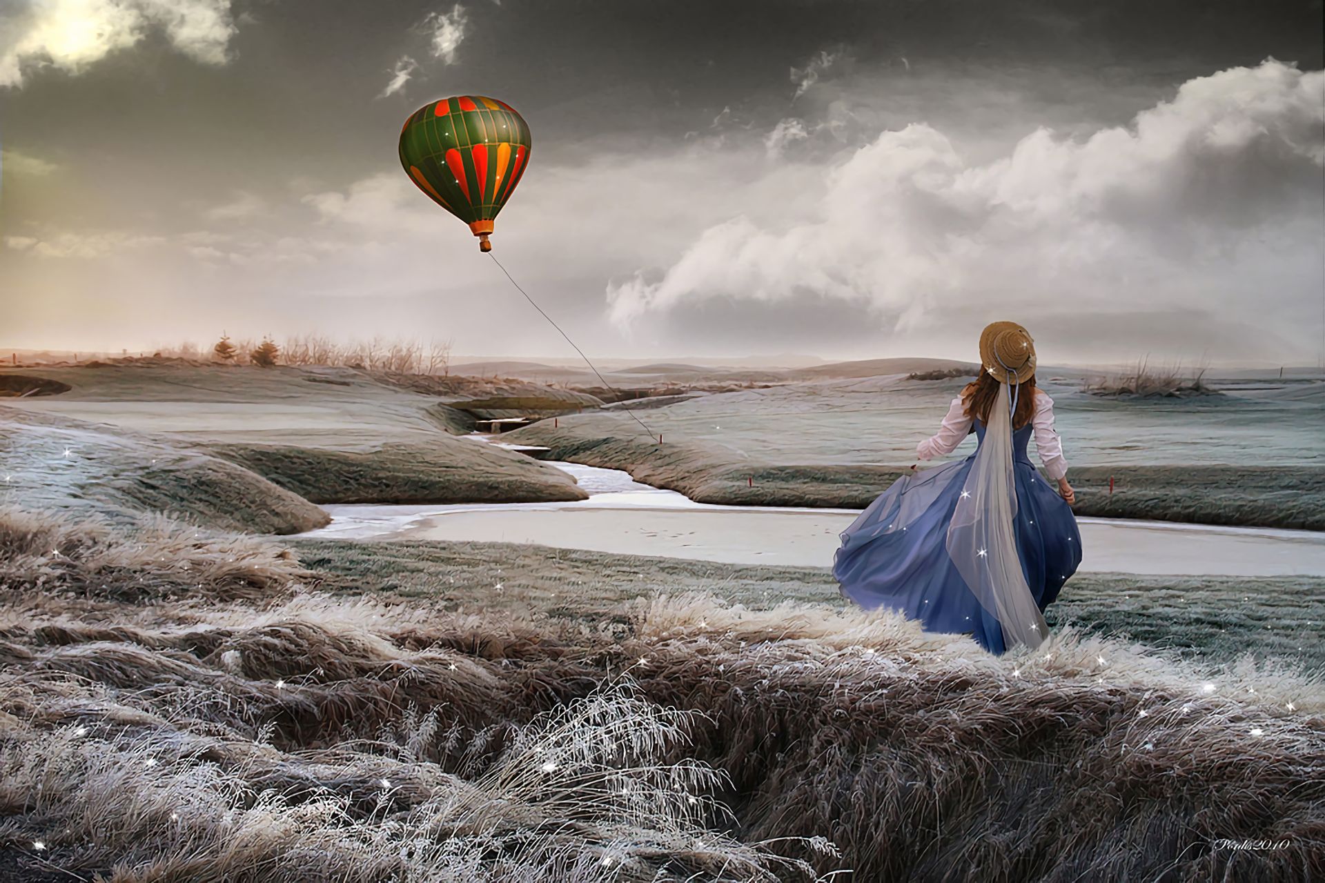 Download mobile wallpaper Landscape, Fantasy, Hot Air Balloon for free.