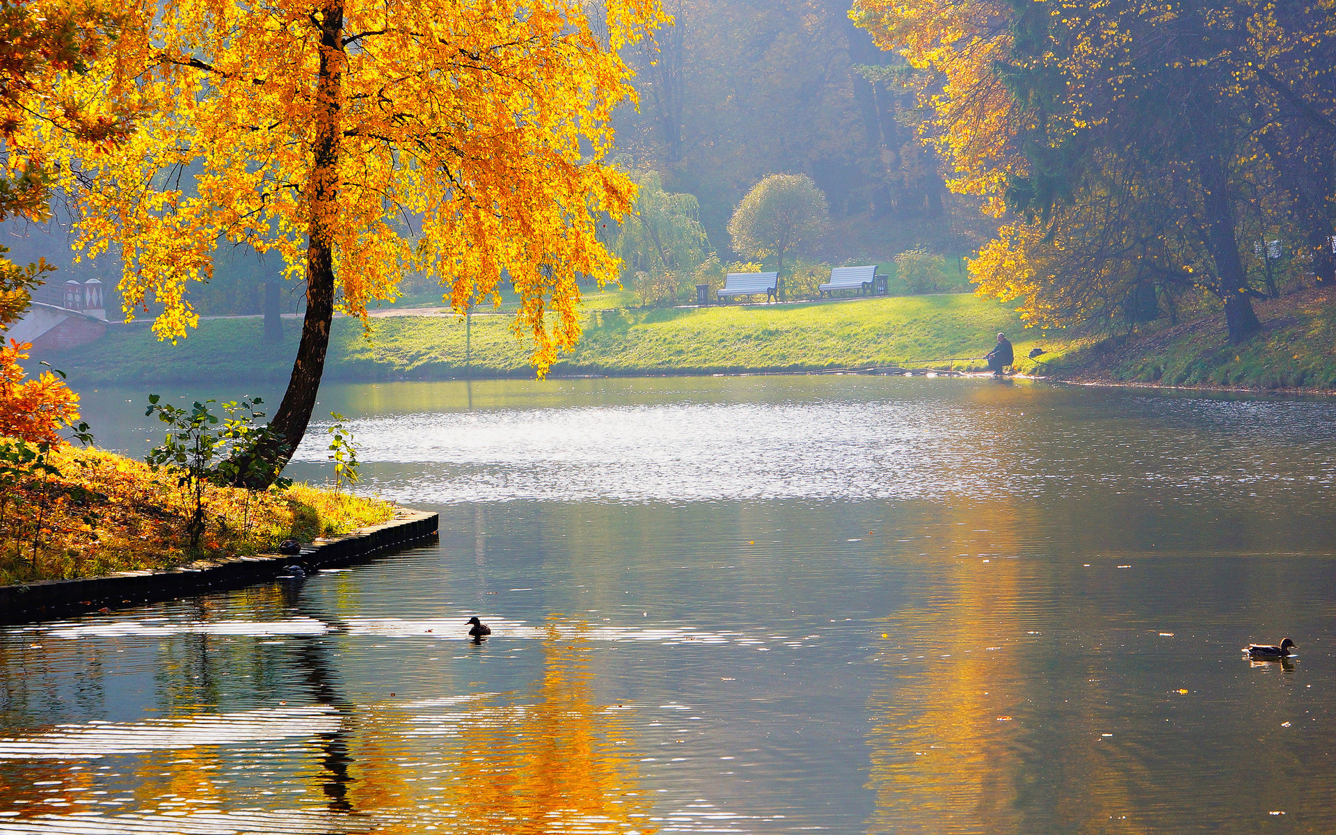 Скачать обои бесплатно Осень, Озера, Озеро, Фотографии картинка на рабочий стол ПК