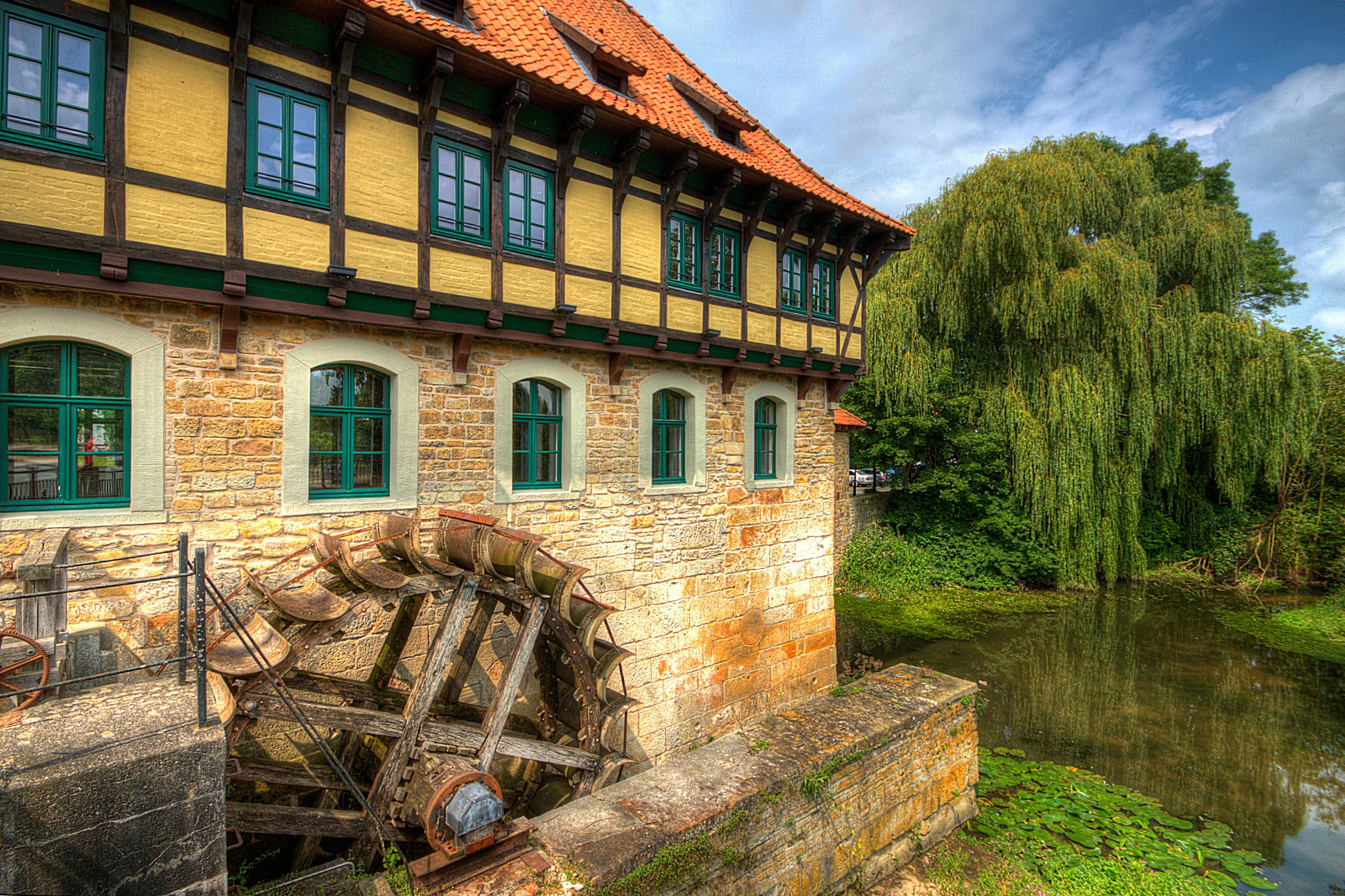 Download mobile wallpaper Man Made, Watermill for free.