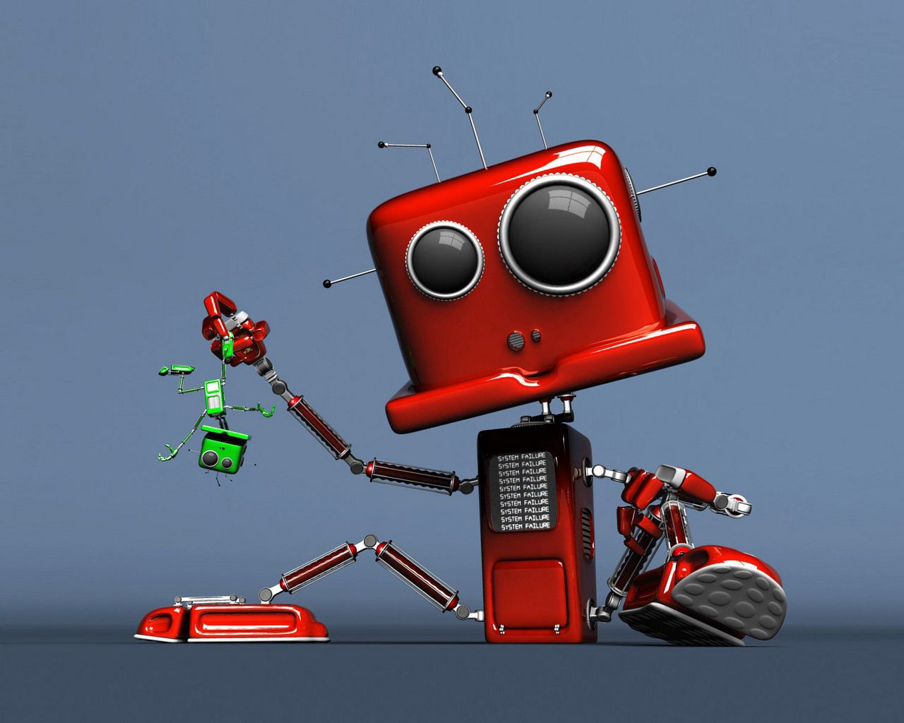 robot, 3d, toy, red, error HD wallpaper