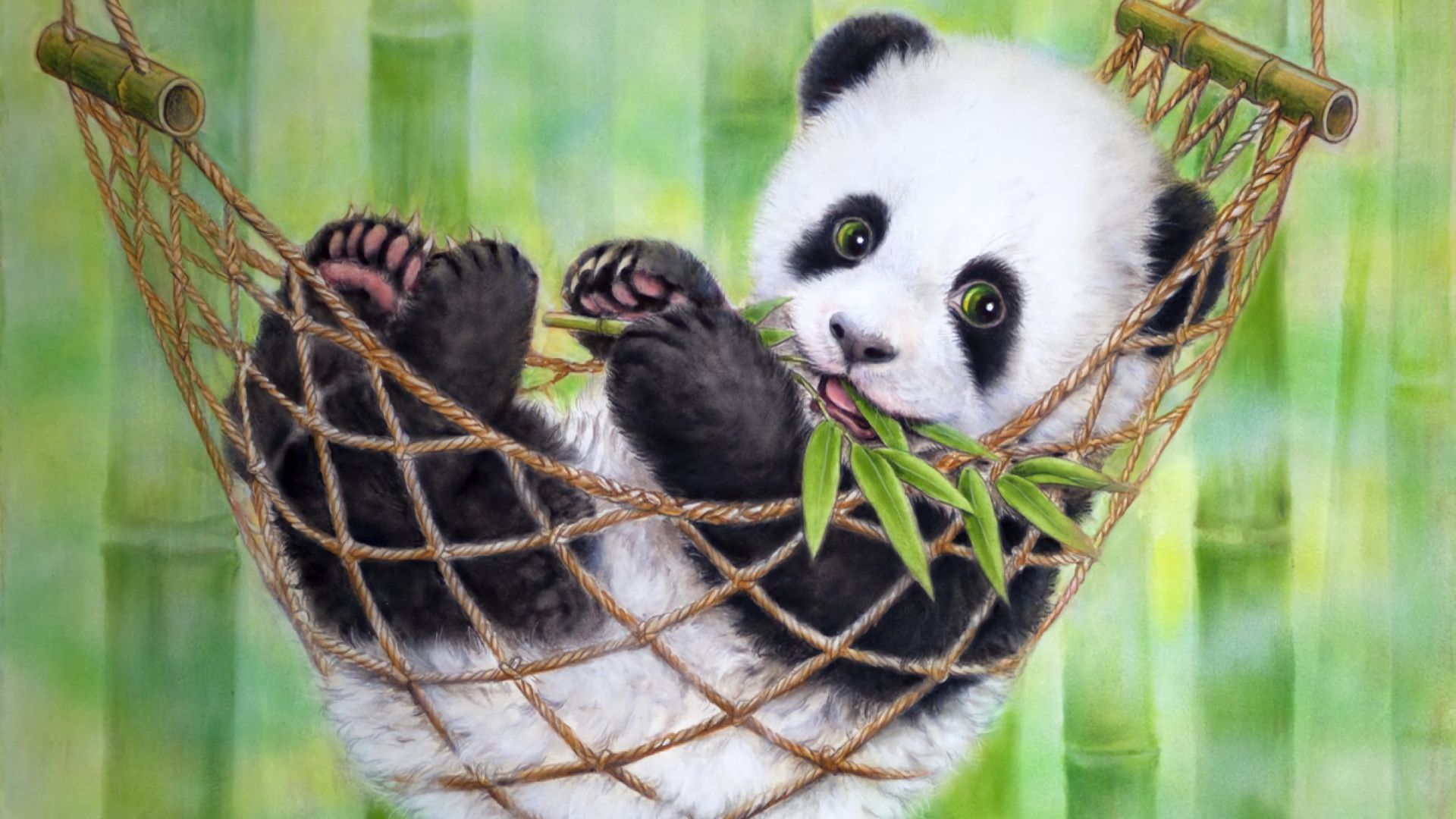 821153画像をダウンロード赤ちゃん動物, パンダ, 動物, ハンモック-壁紙とスクリーンセーバーを無料で