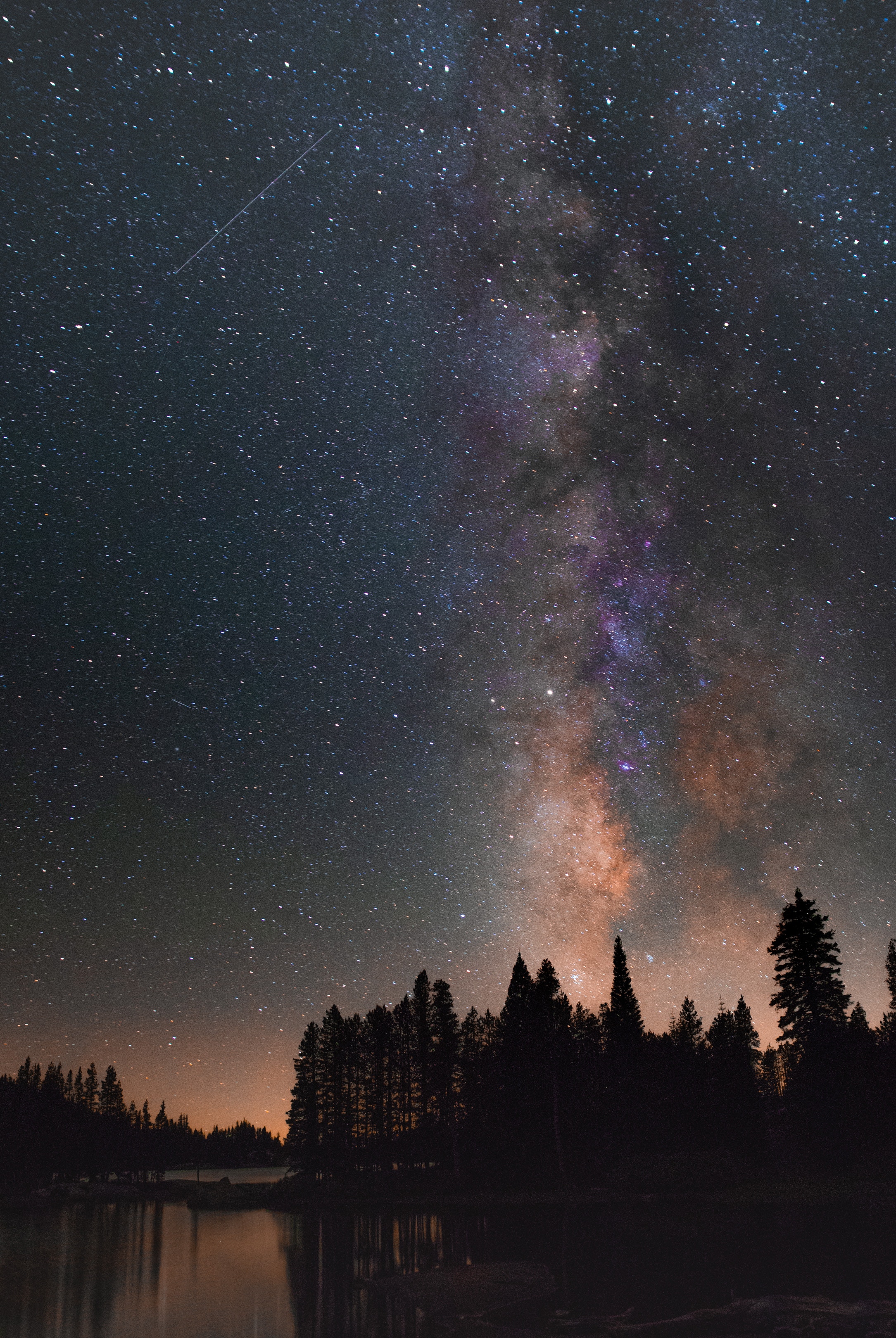 Free download wallpaper Lake, Nature, Trees, Starry Sky, Stars, Night, Milky Way on your PC desktop
