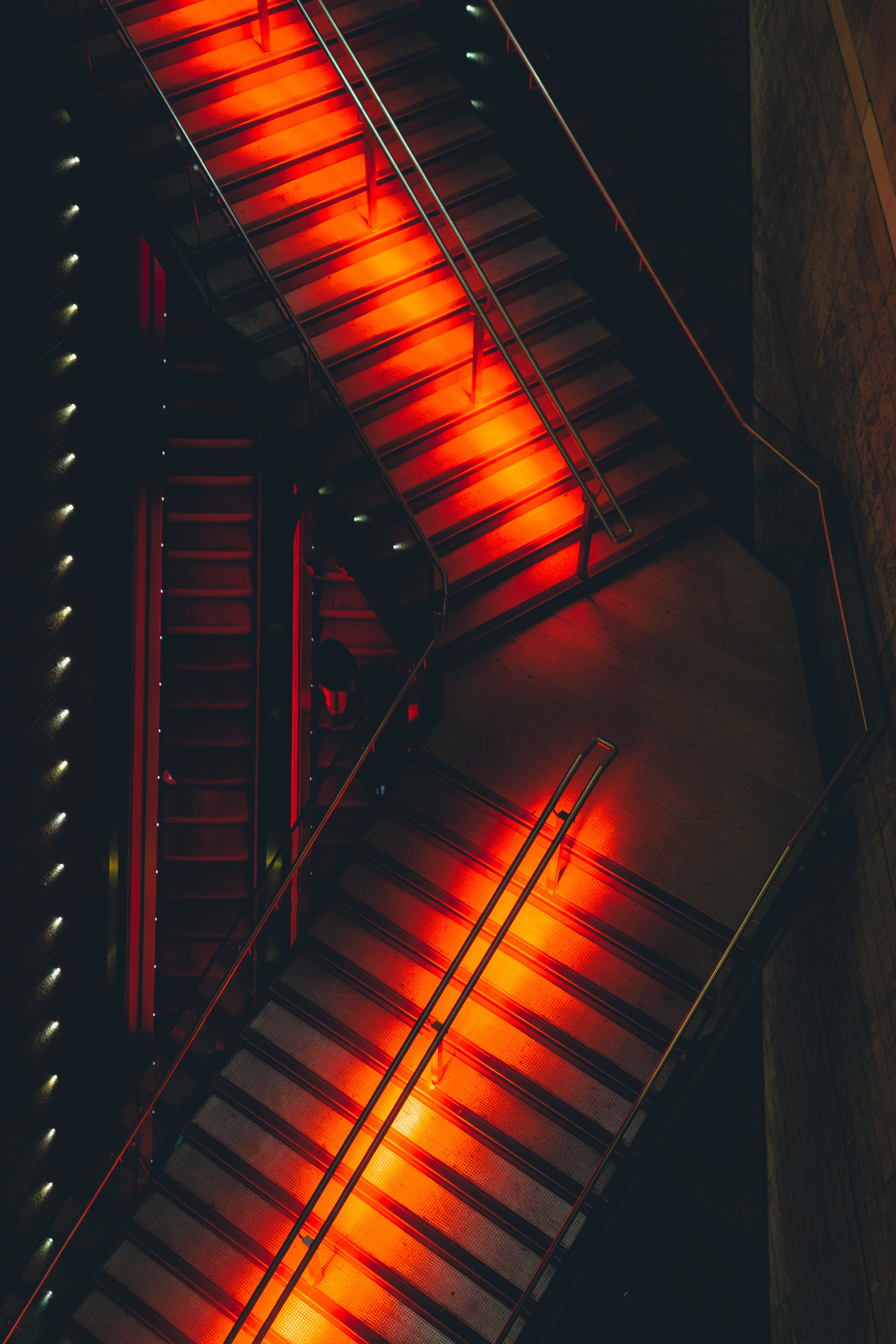 red, dark, design, construction, backlight, illumination, stairs, ladder