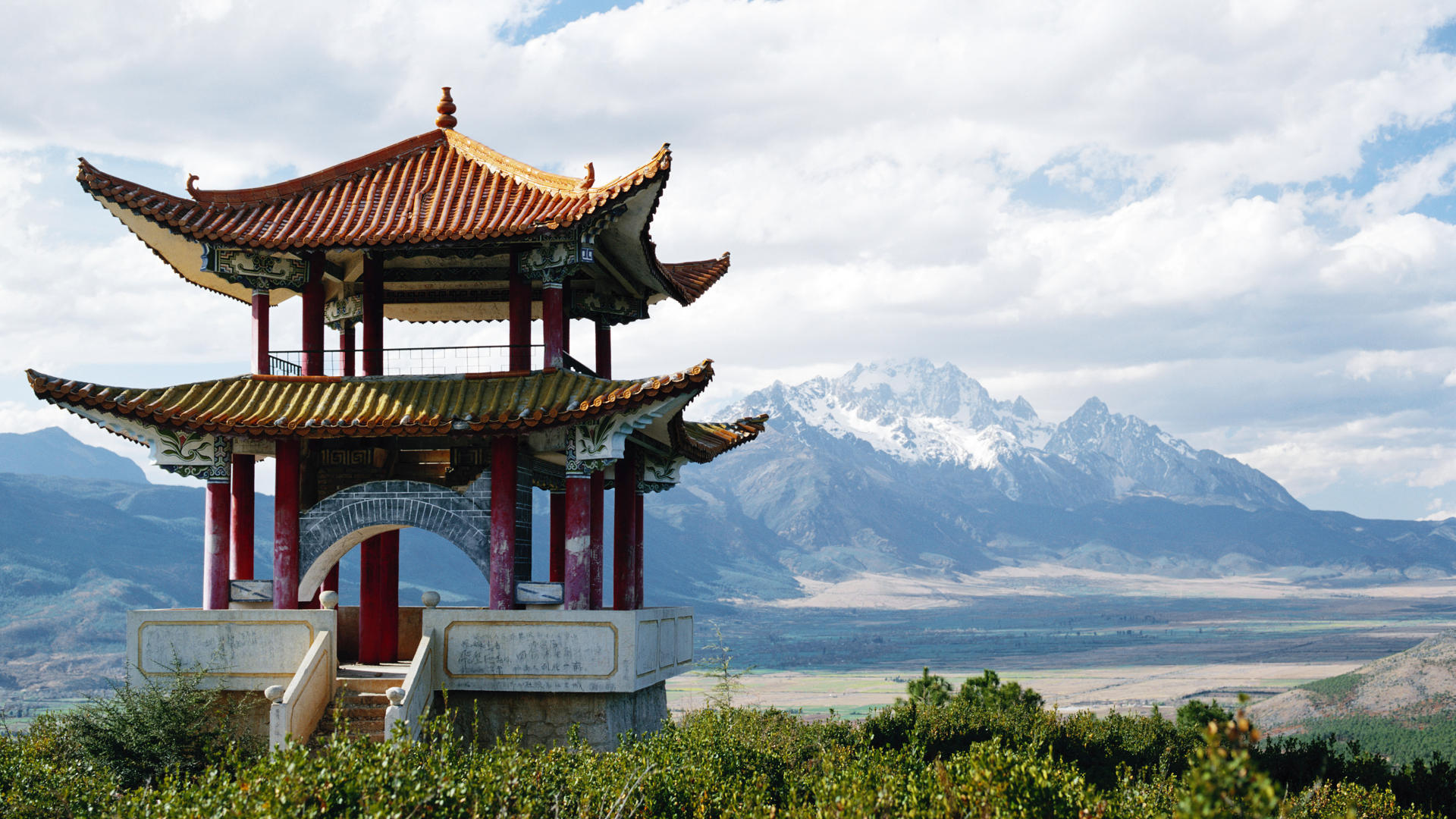 Free download wallpaper Landscape, Mountains, Architecture, Asia on your PC desktop