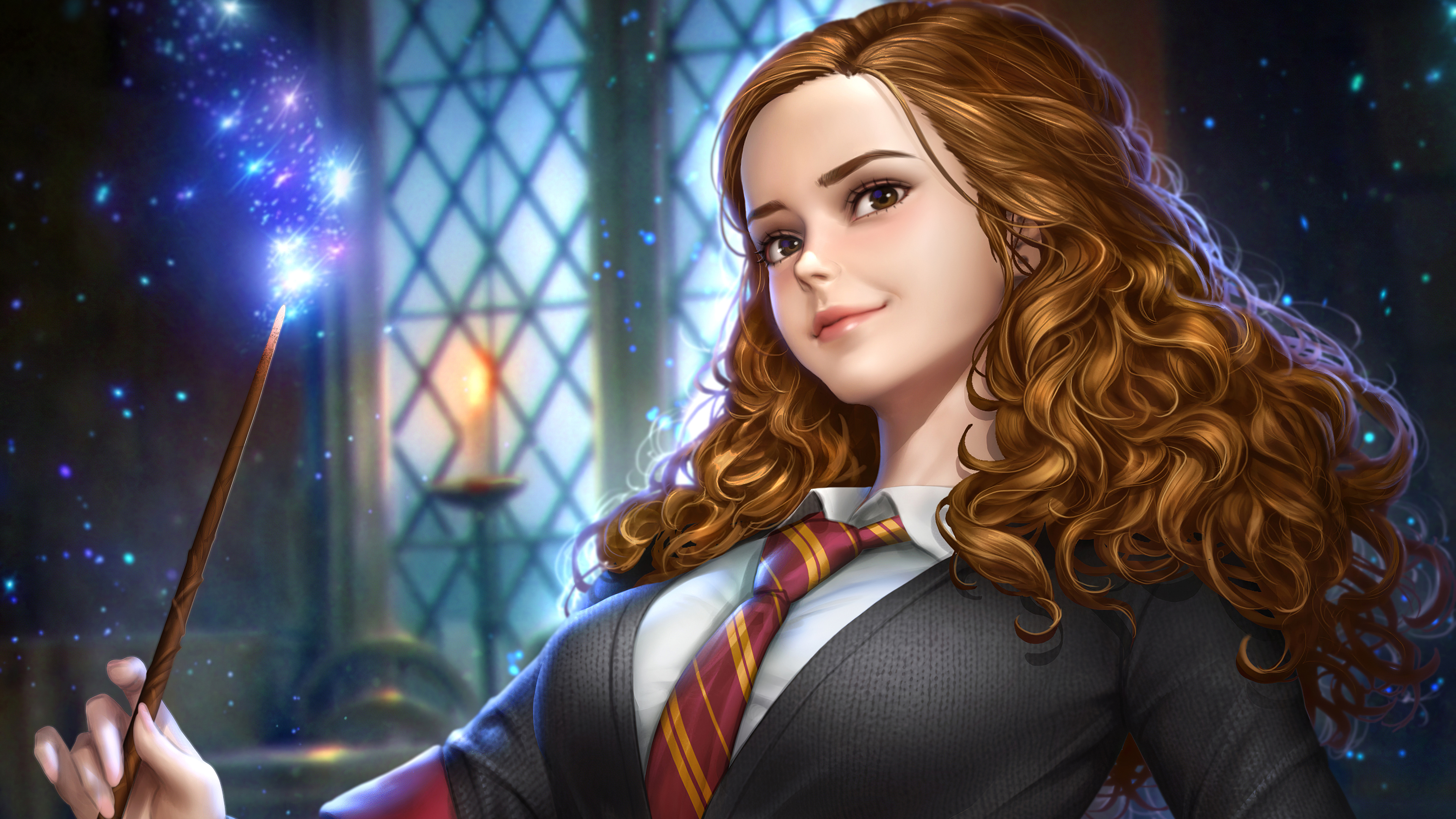 Download mobile wallpaper Magic, Fantasy, Harry Potter, Emma Watson, Brown Hair, Hermione Granger for free.