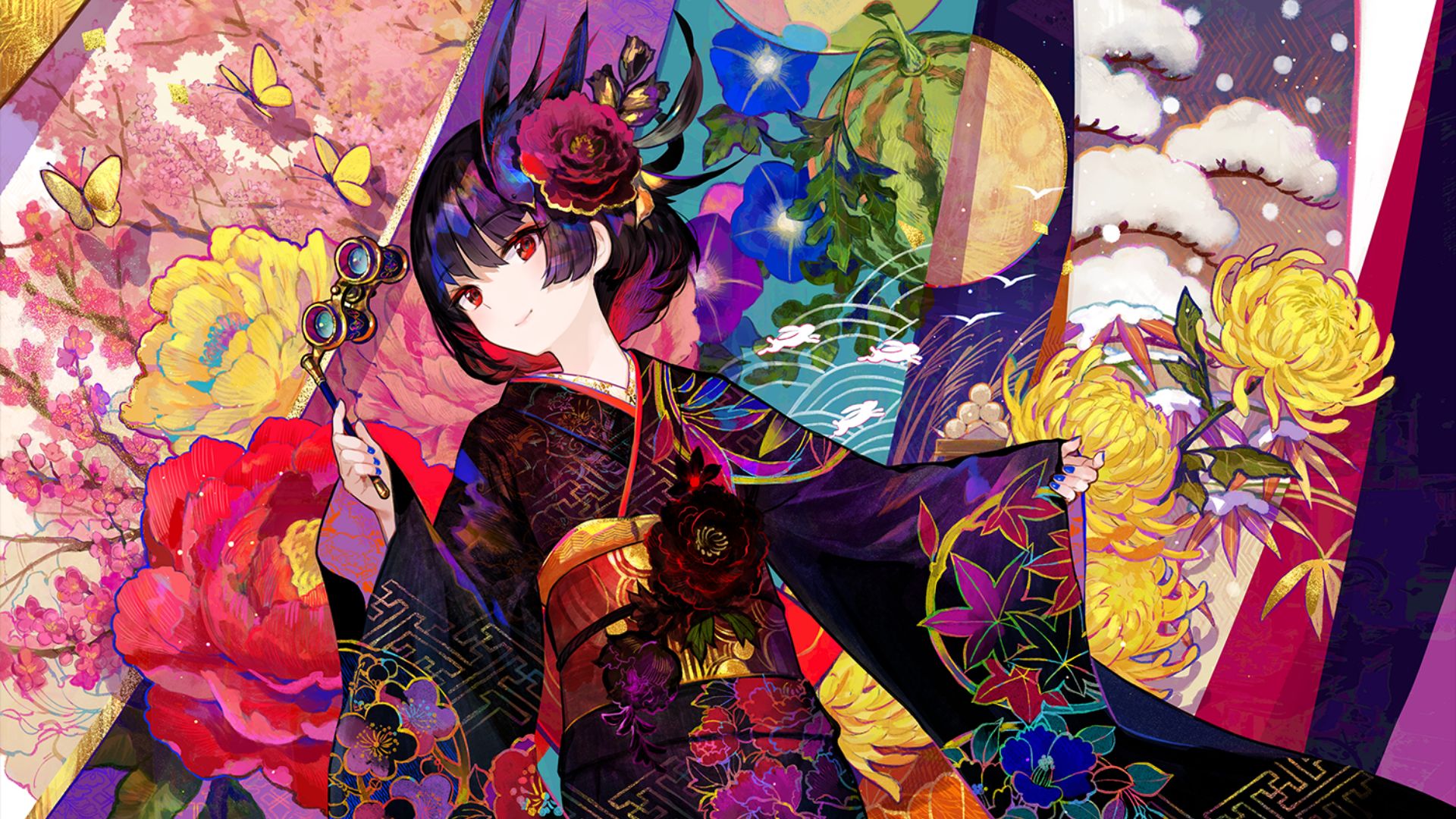 Handy-Wallpaper Mädchen, Kimono, Animes kostenlos herunterladen.