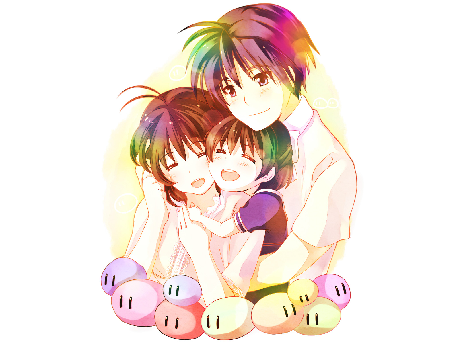 Download mobile wallpaper Anime, Clannad, Nagisa Furukawa, Tomoya Okazaki, Ushio Okazaki for free.