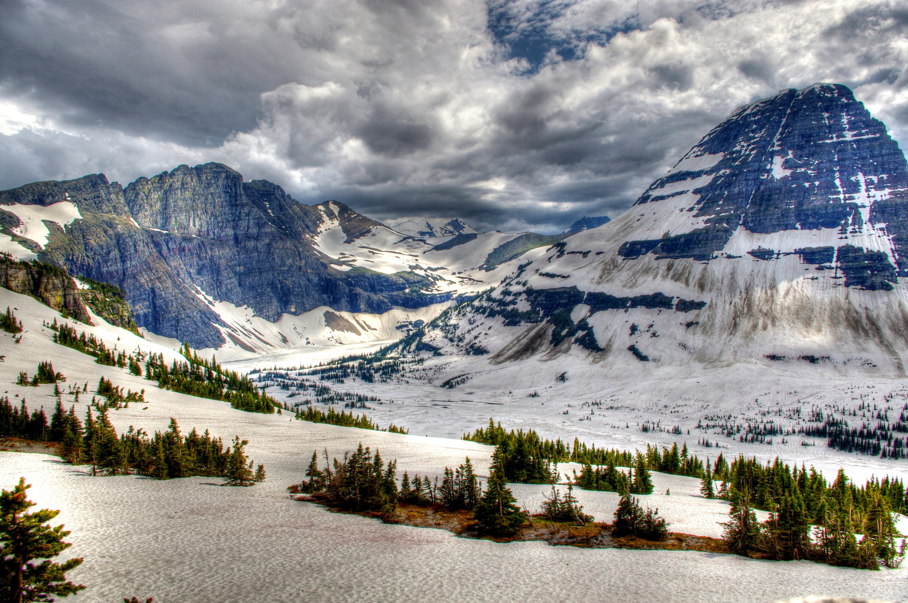 96969 скачать картинку парк, природа, горы, канада, снег, вершины, hdr - обои и заставки бесплатно