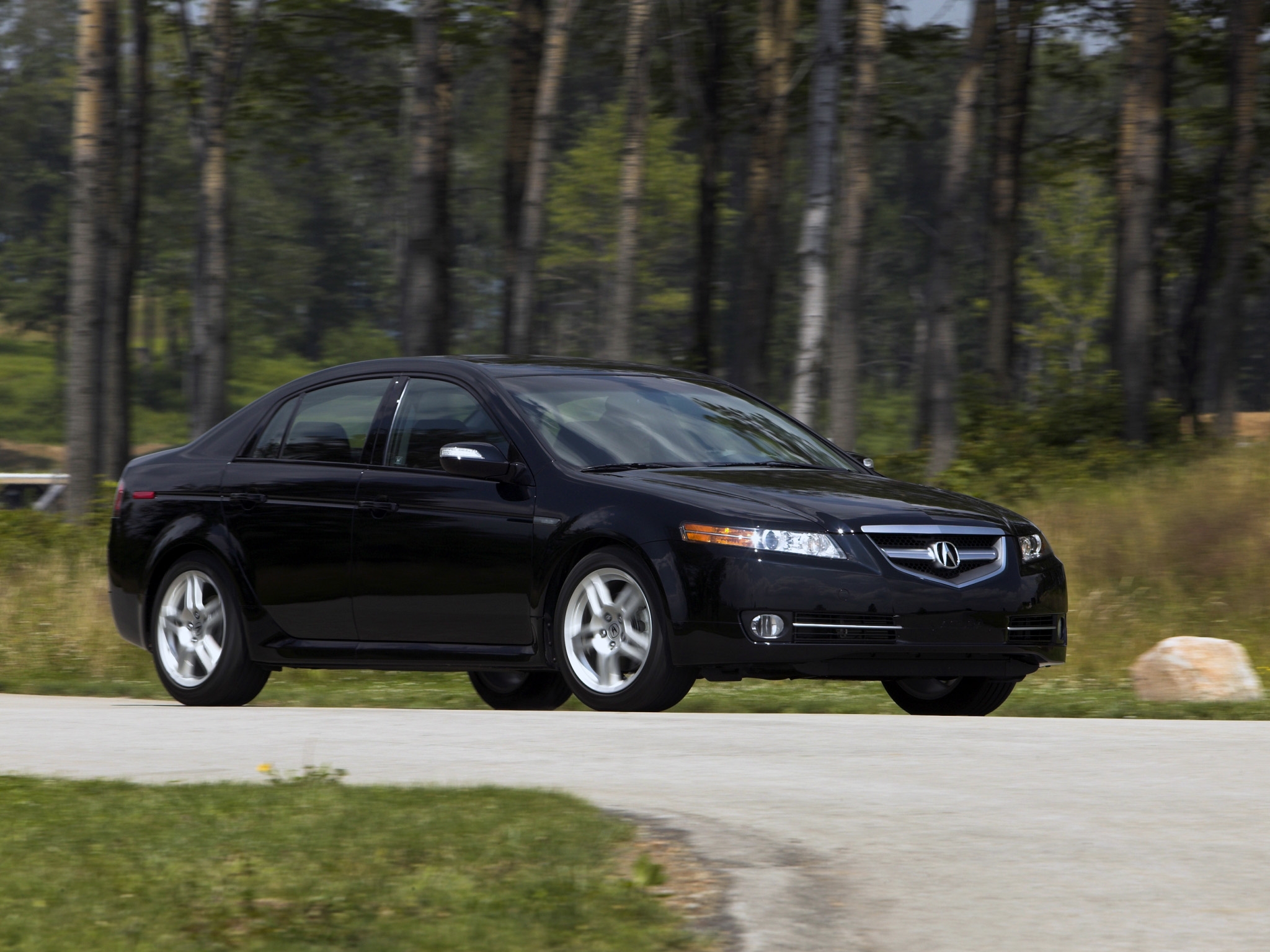 auto, nature, grass, acura, cars, black, forest, asphalt, side view, style, akura, tl, 2007 HD wallpaper