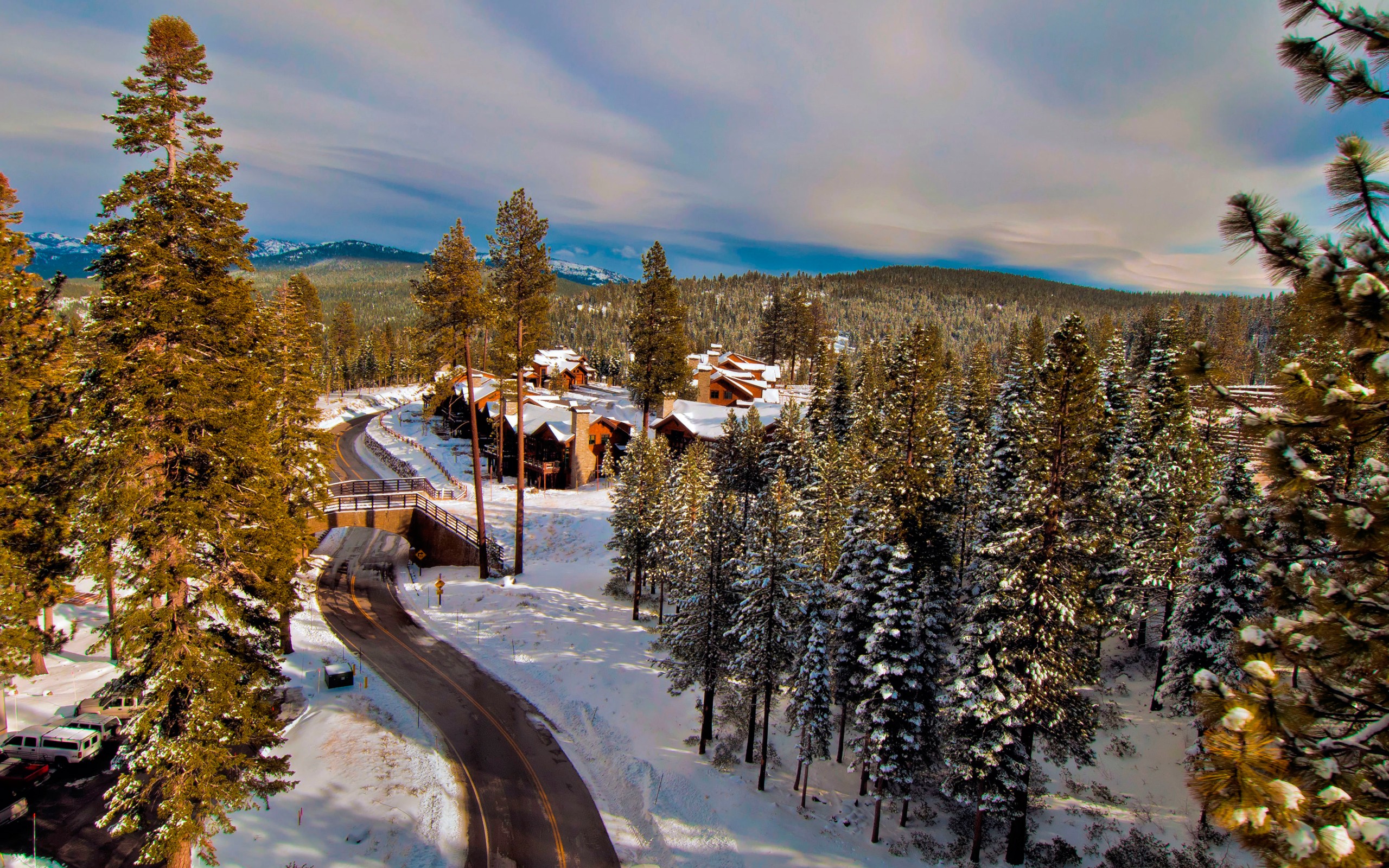 Free download wallpaper Landscape, Winter, Snow, Road, Tree, House, Photography on your PC desktop