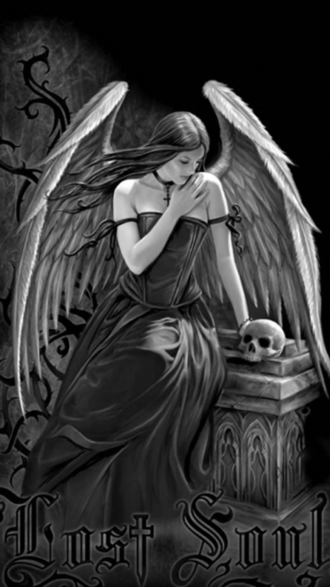 1243316 descargar fondo de pantalla oscuro, gótico, alas, fantasía, ángel, lápida sepulcral: protectores de pantalla e imágenes gratis