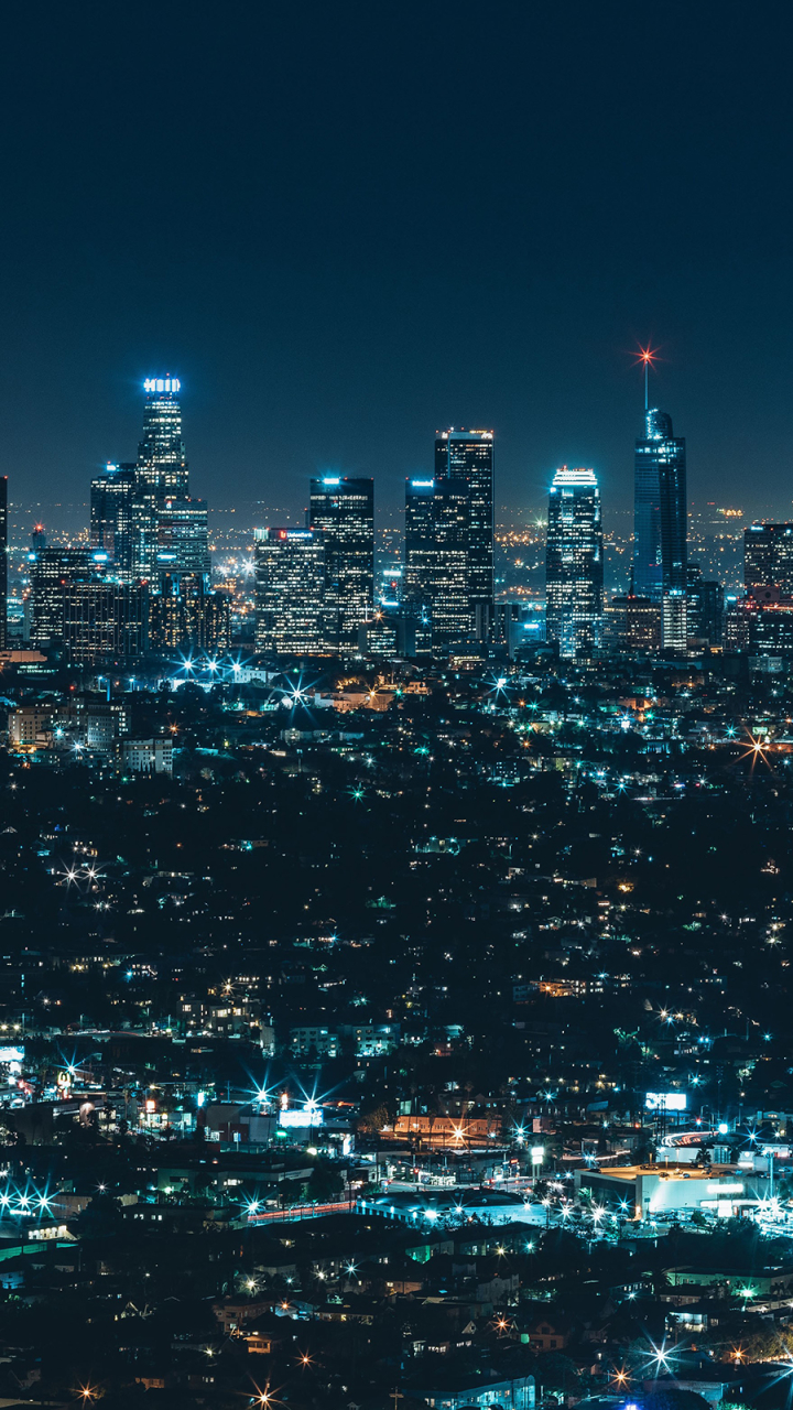 無料モバイル壁紙都市, 街, 超高層ビル, 光, ロサンゼルス, 夜, マンメイド, 街並みをダウンロードします。