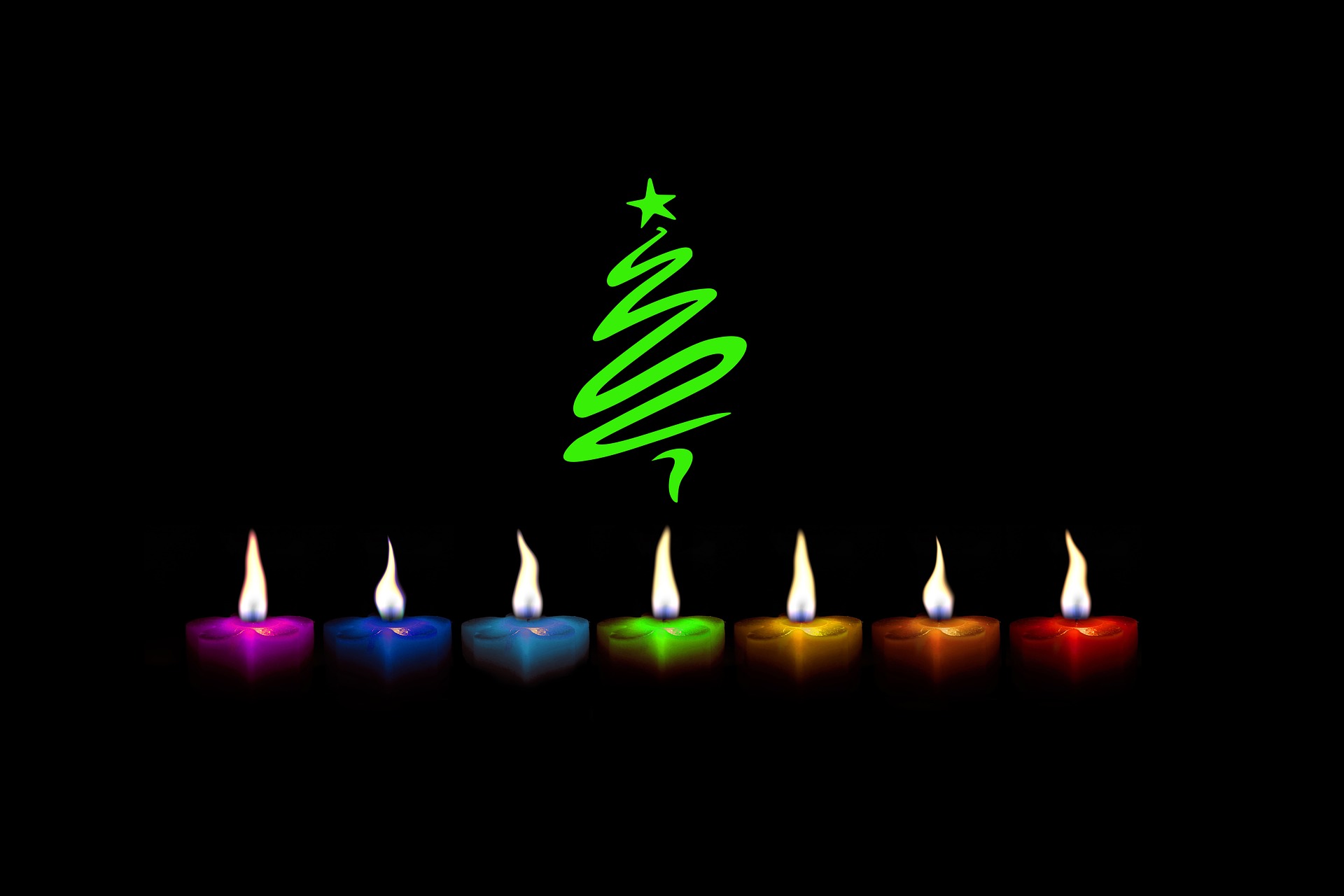 PCデスクトップにクリスマス, キャンドル, 色, クリスマスツリー, ホリデー, ミニマリスト画像を無料でダウンロード