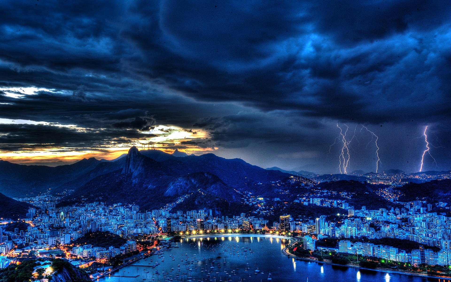 Free download wallpaper Lightning, Rio De Janeiro, Brazil, Photography on your PC desktop