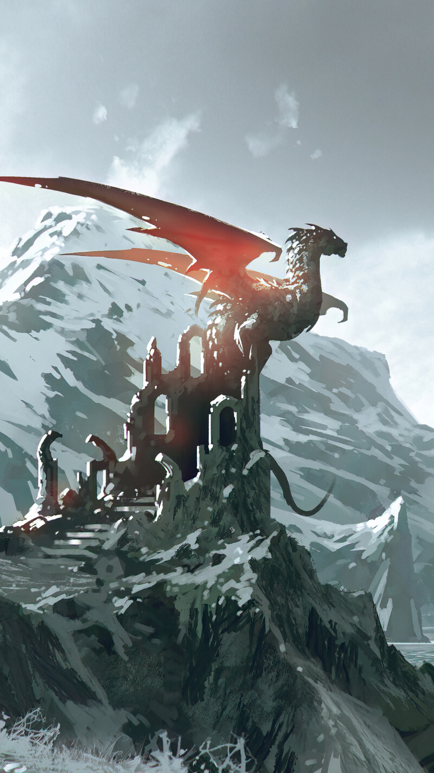 Download mobile wallpaper Fantasy, Dragon, Ruin for free.