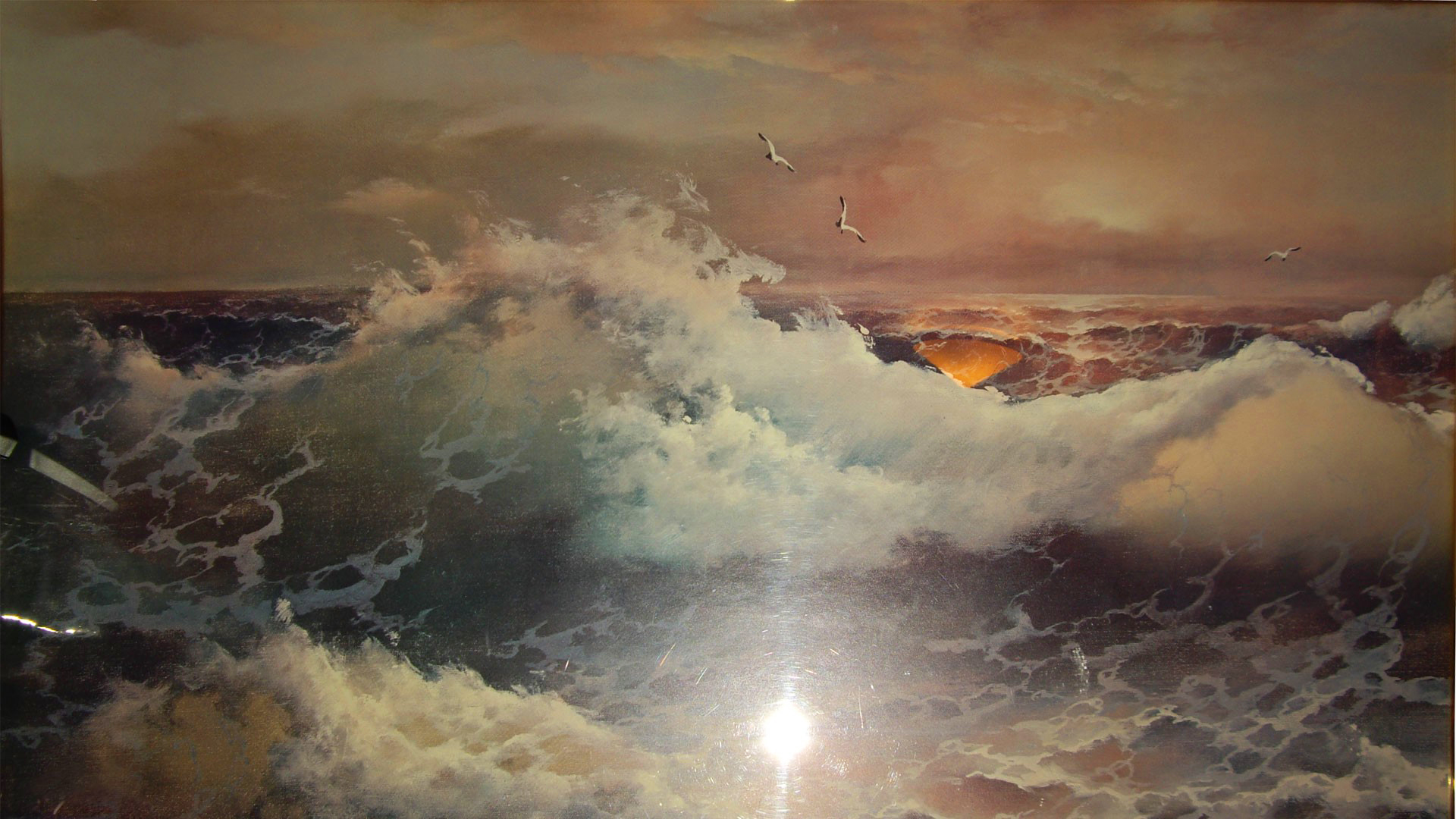 Скачать обои бесплатно Море, Океан, Волна, Картина, Буря, Художественные картинка на рабочий стол ПК